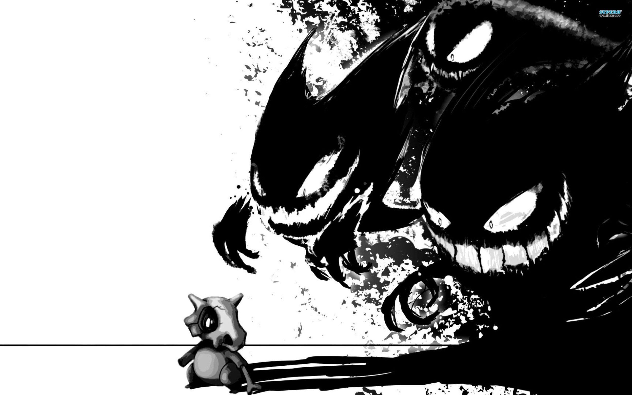 pokemon black and white skulls gengar ghosts cubone drawn 2560x1600 wallpaper High Quality Wallpaper, High Definition Wallpaper