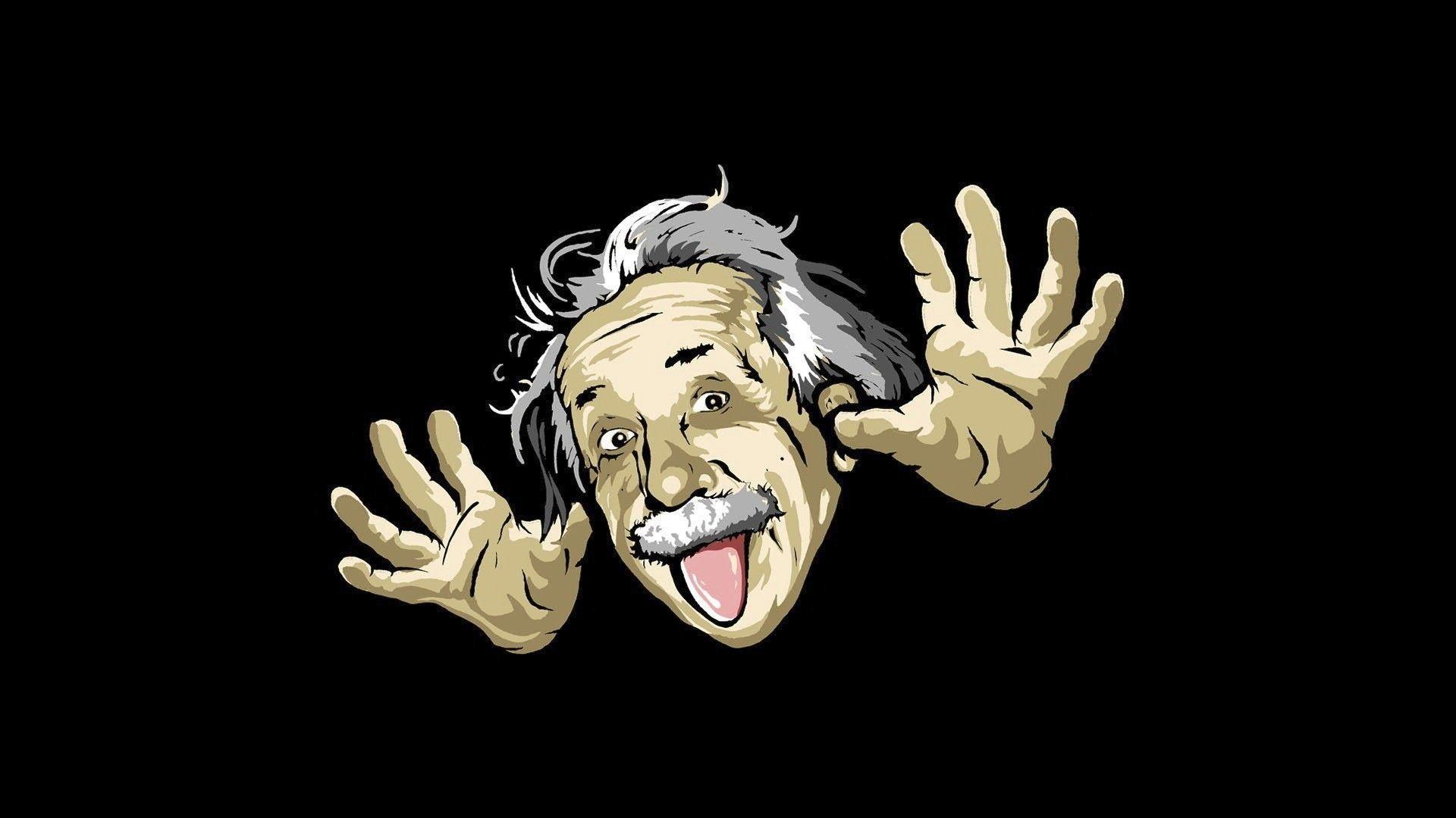 Download Funny Face Cover Cartoon Albert Einstein Black Wallpaper HD