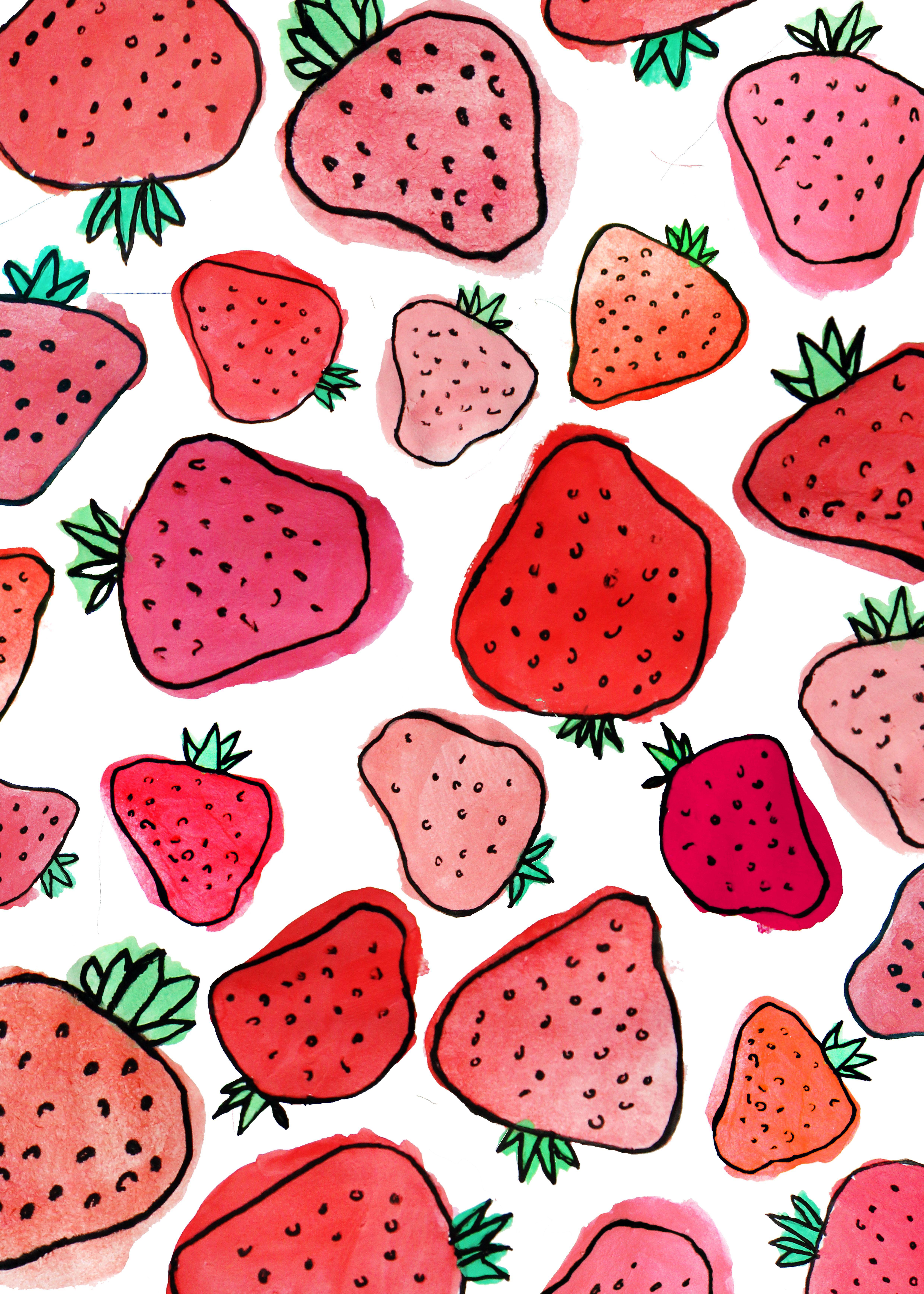 Strawberry Watercolor Summer Berry Fruit Decoration Wall Nursery