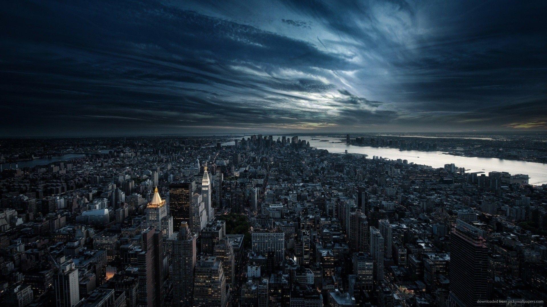 Skyscrapers: Glorious View New York City Night Cloudfront Sundown