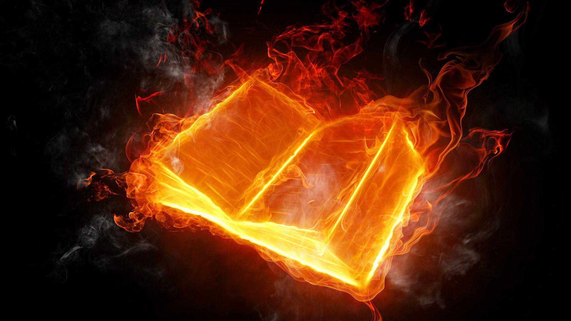 Free 1920x1080 3D Fire Book Image Wallpaper Full HD 1080p Background