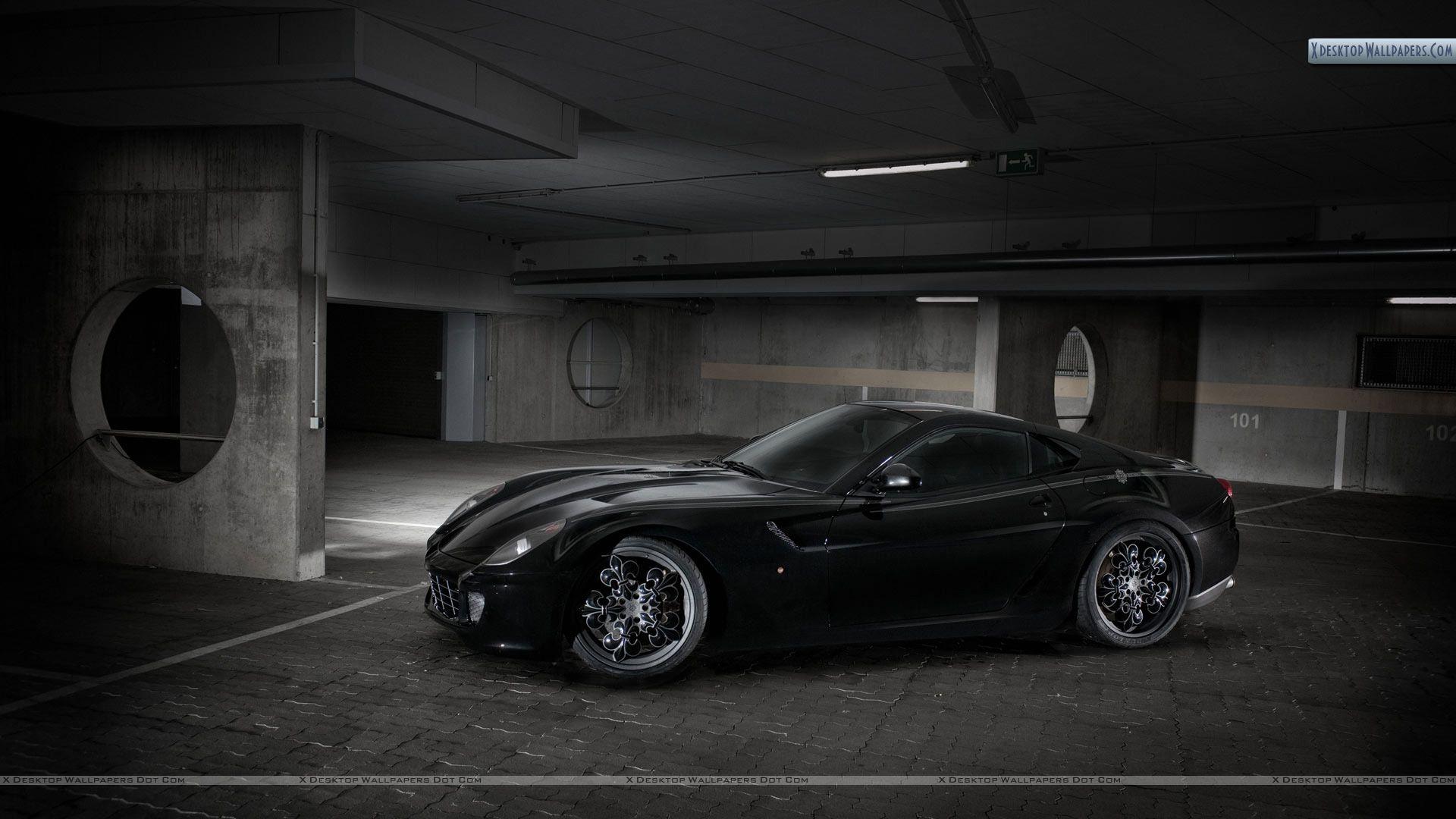 Ferrari 599 GTB Fiorano In Black Color Side Pic Wallpaper