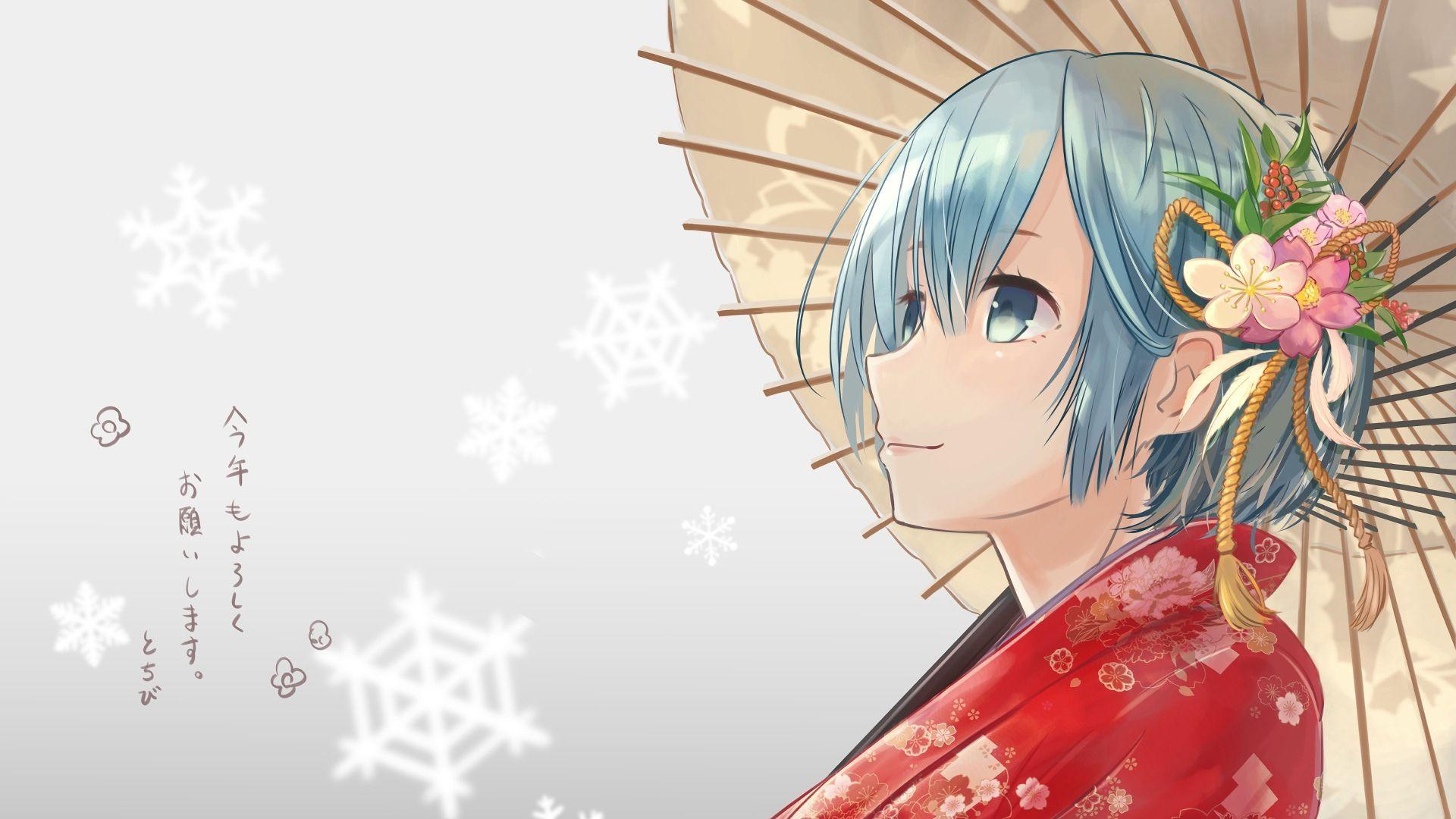 PC WALLPAPER 4K] ANIME GIRL KIMONO