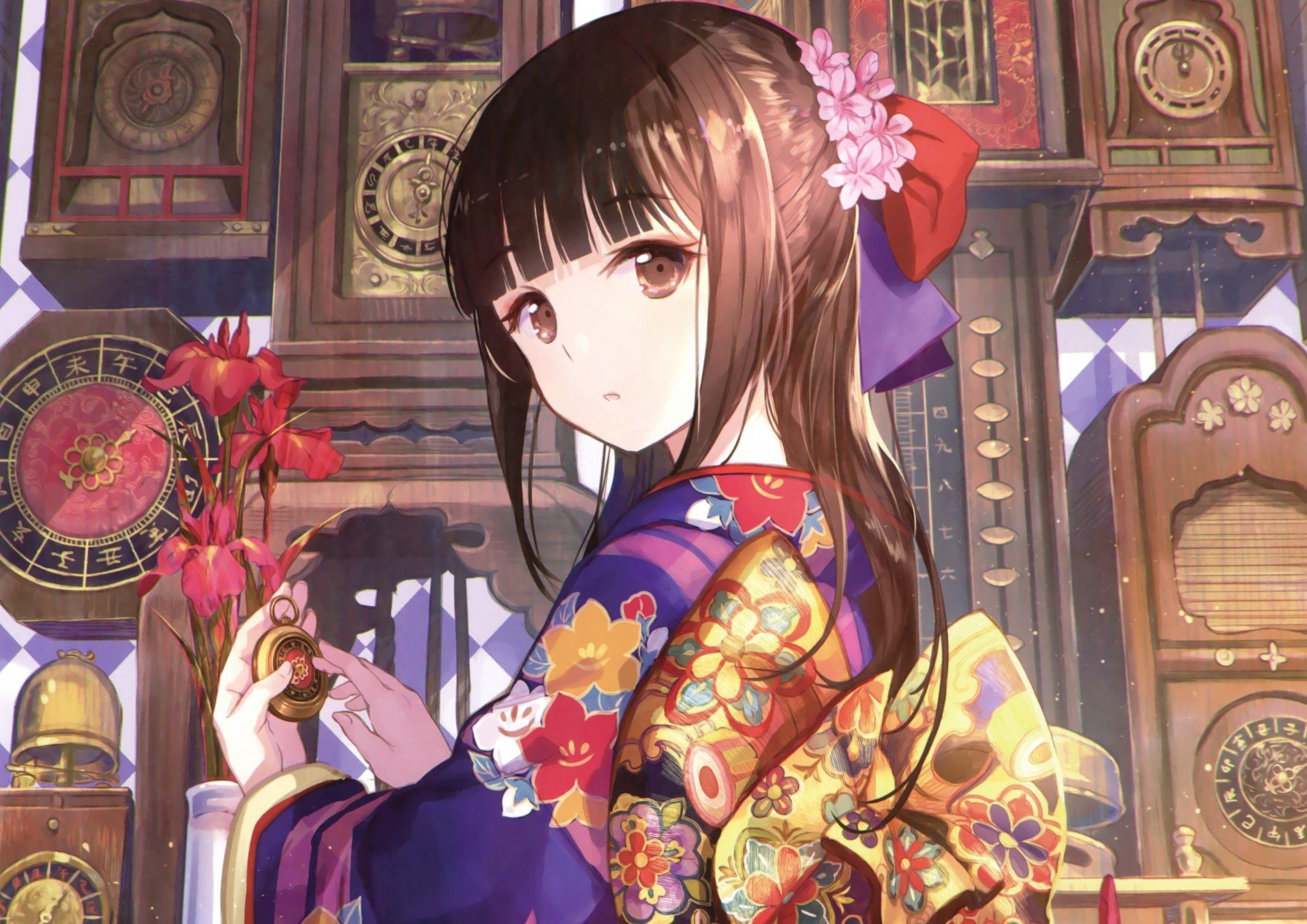 Anime Cute Girl Kimono 8K Wallpaper #216