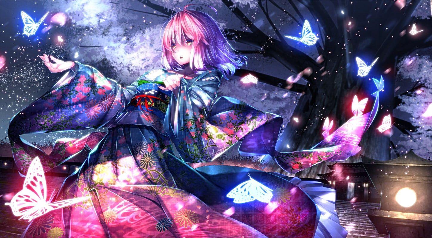 Wallpaper girl, butterfly, darkness, anime, art for mobile and desktop,  section арт, resolution 4000x2576 - download