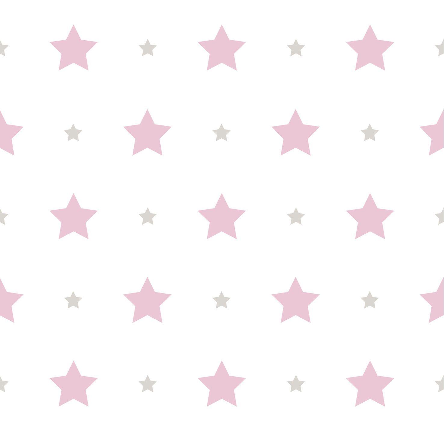 Kids Wallpaper stars star Rasch Textil white pink 330136