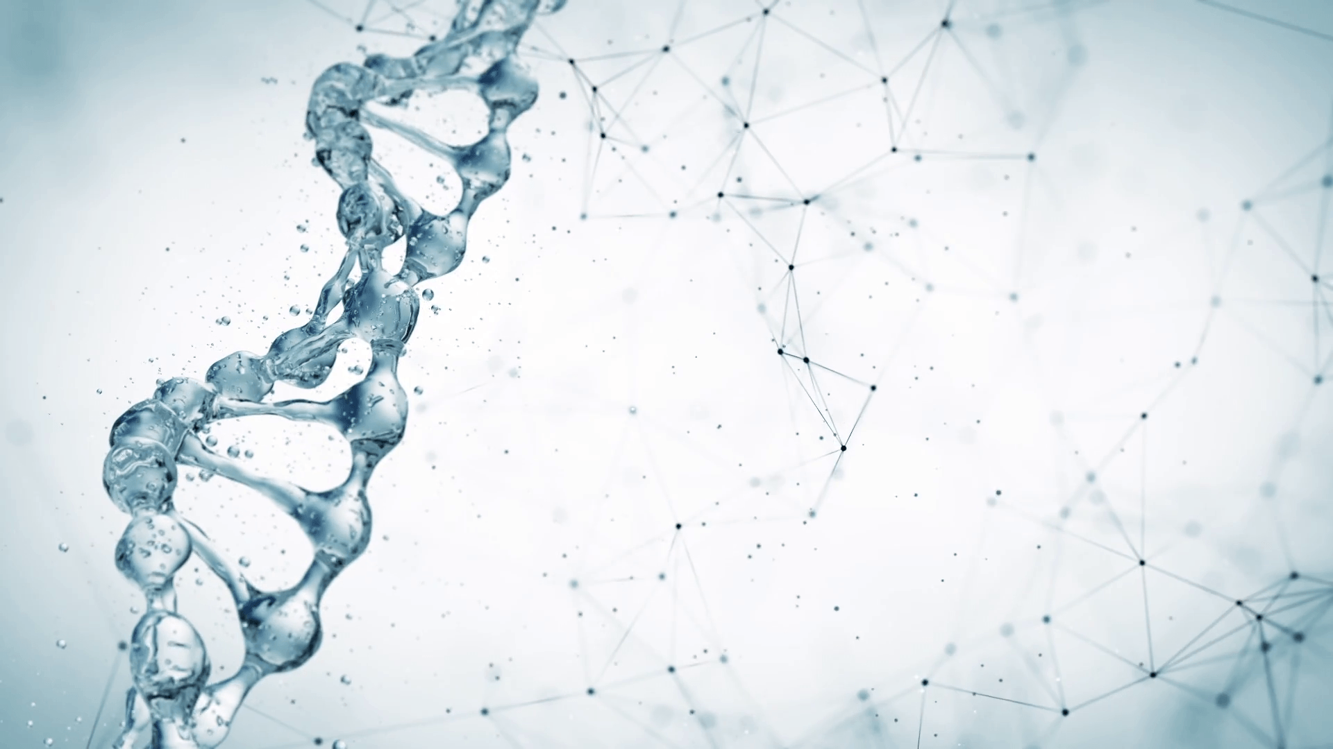 DNA molecule in water 3D illustration over white plexus background