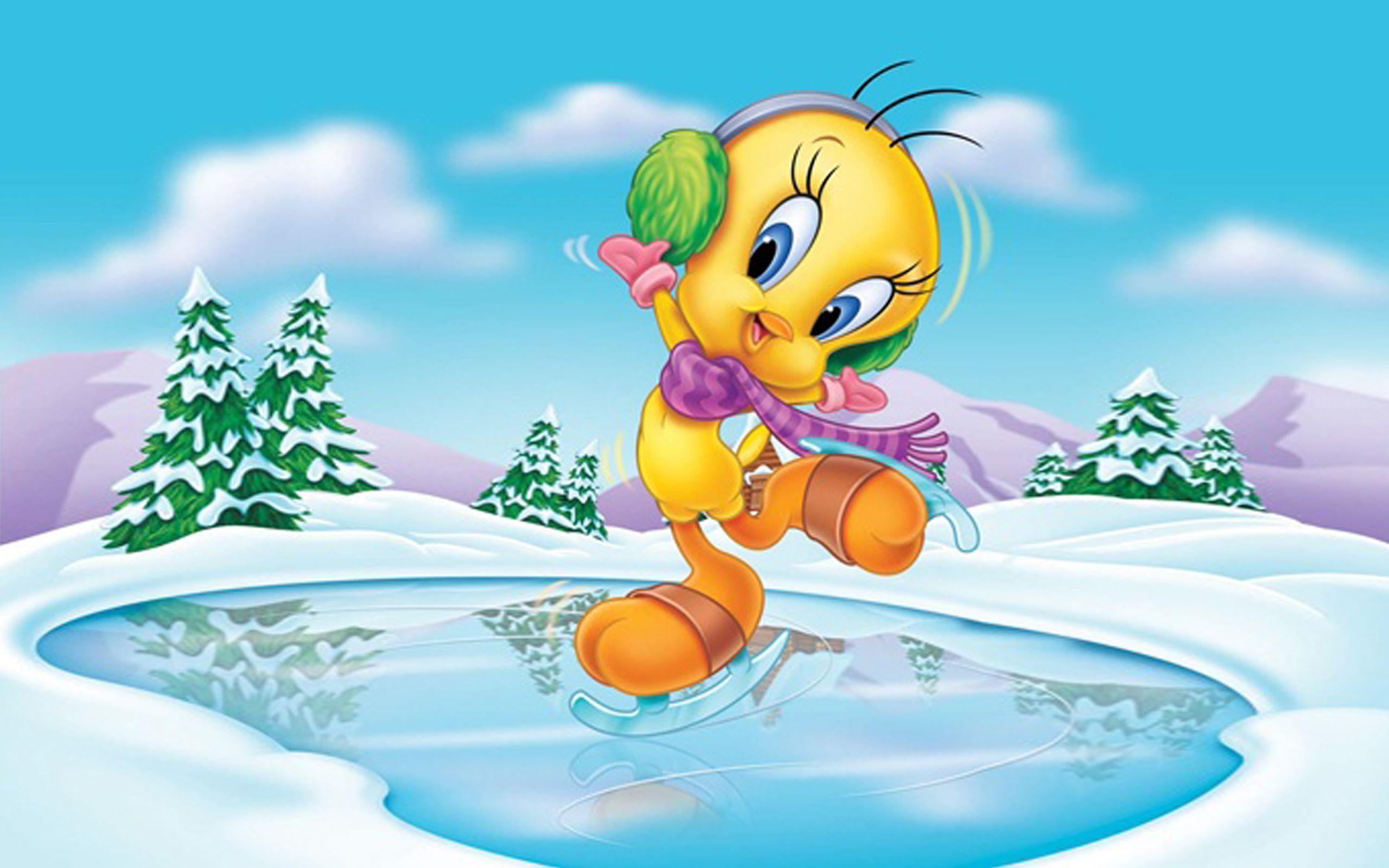 Looney Tunes Tweety Bird Cartoon Art Skating Dancing On Ice Desktop