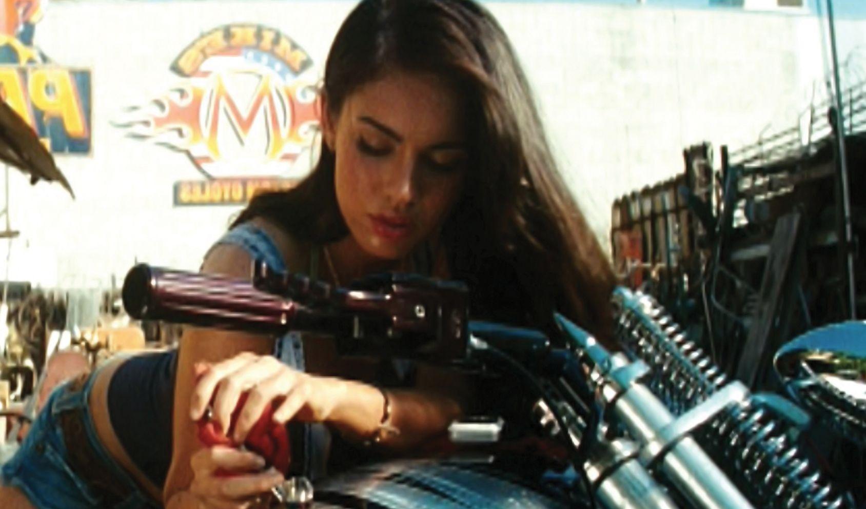 megan fox in transformers on bike