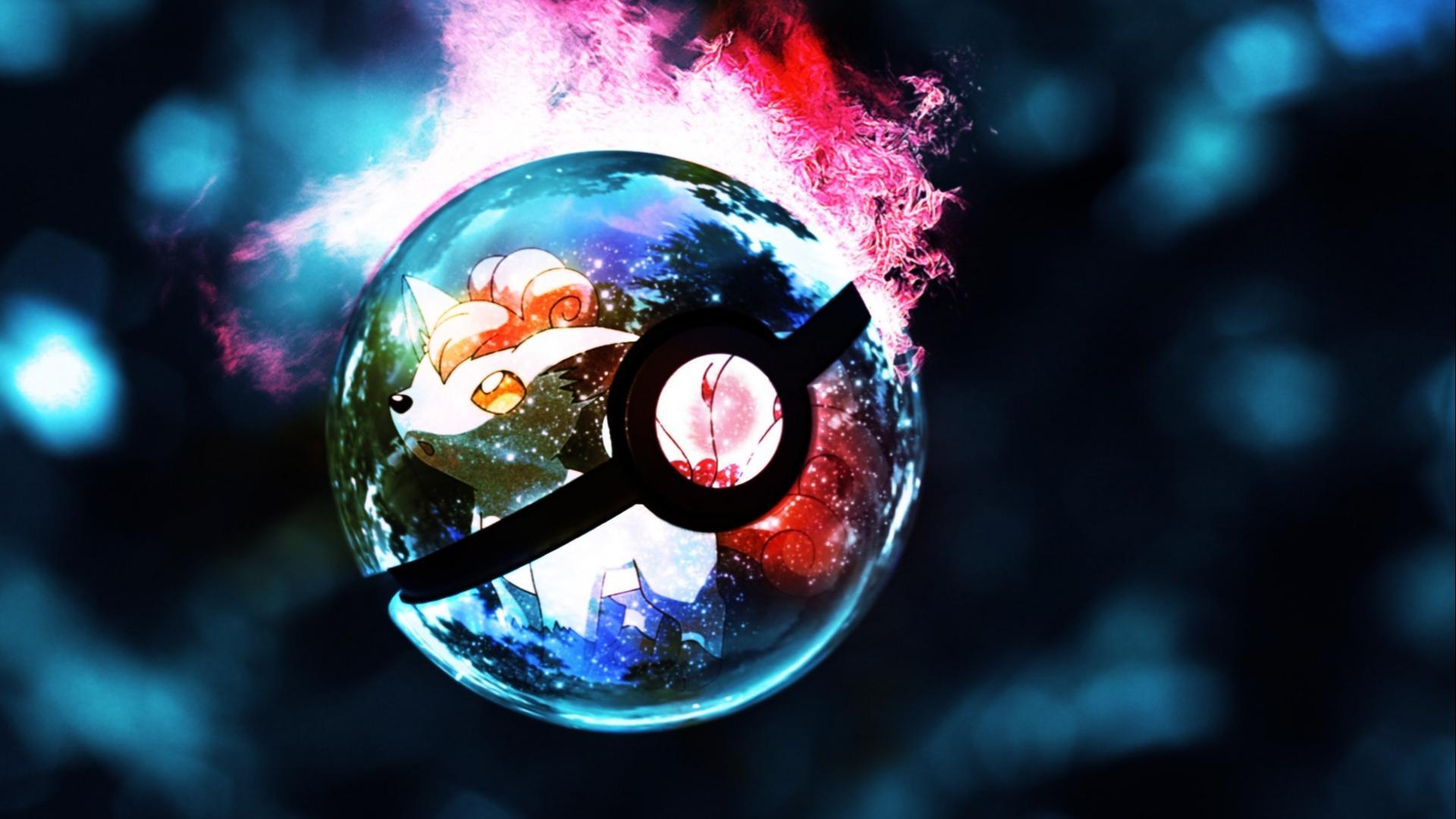 Pokeball pokemon cartoons glowing lights wallpaper