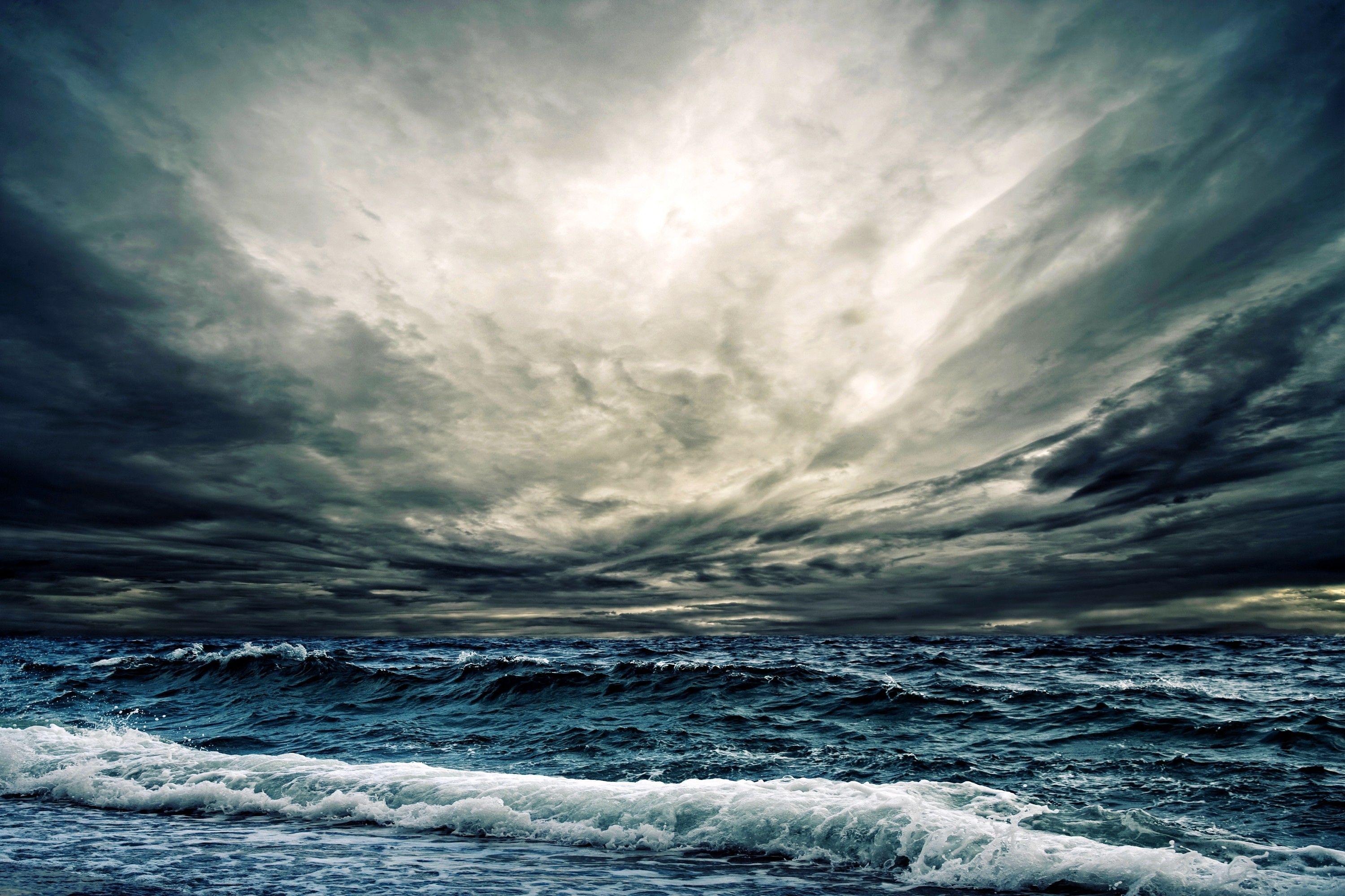 Sky: STORMY SKY Sea Storm Waves Beach Wallpaper HD for HD 16:9 High