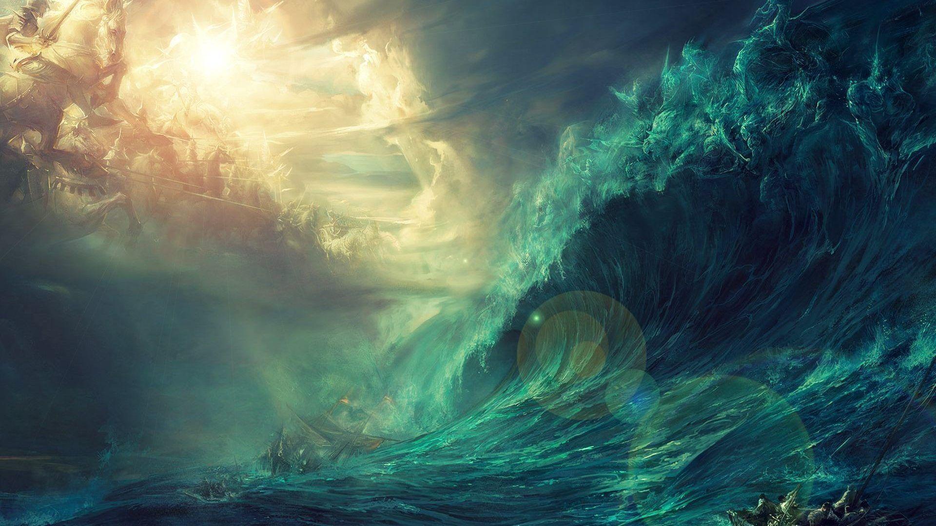 Fantasy: War Stormy Sea Wave Wreck Ship Storm Boat Free Wallpaper