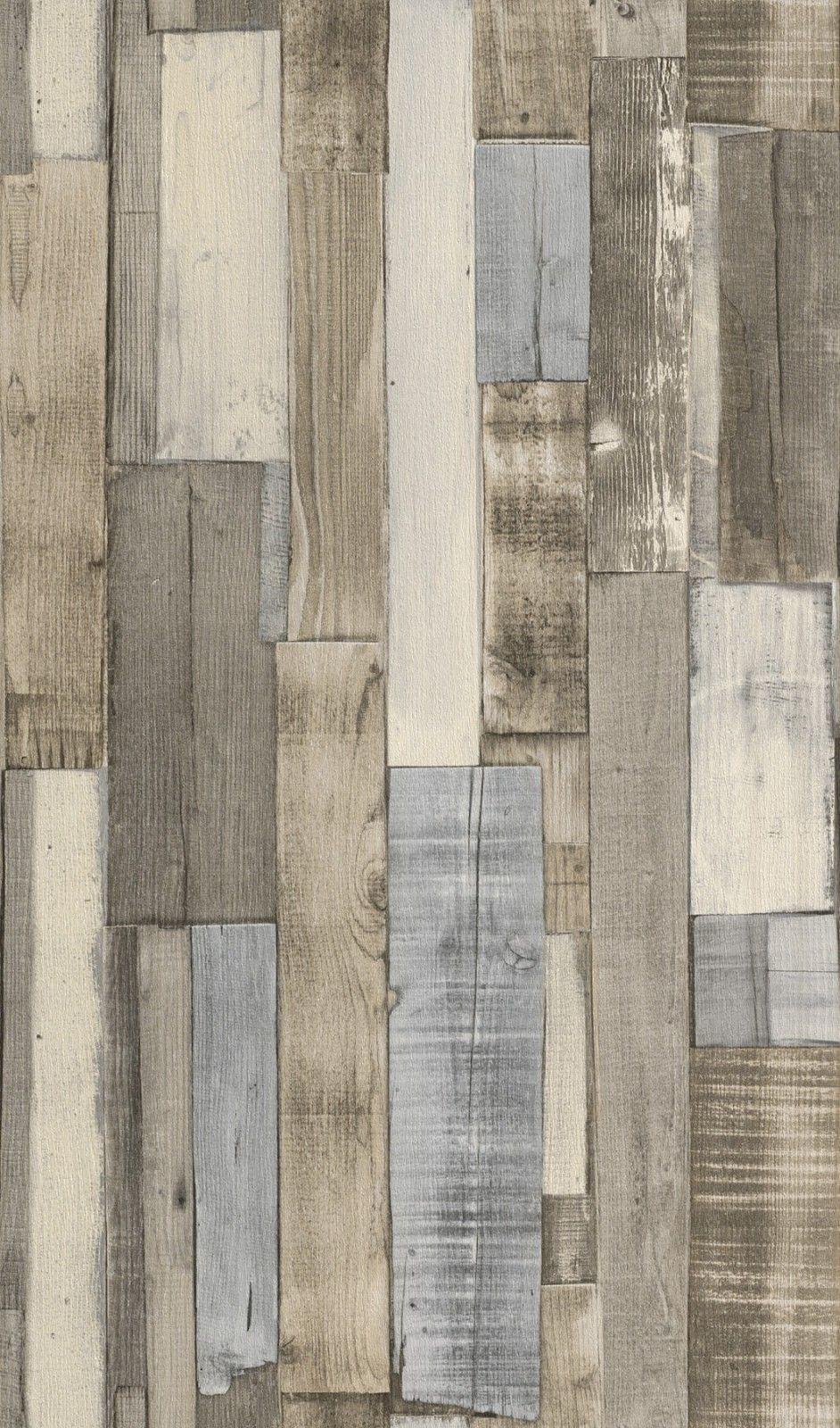 Wallpaper wood style vintage Rasch brown grey 446753