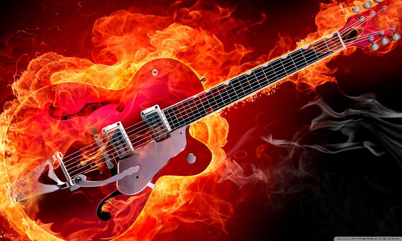 Rockabilly Electric Guitar on Fire ❤ 4K HD Desktop Wallpaper for 4K