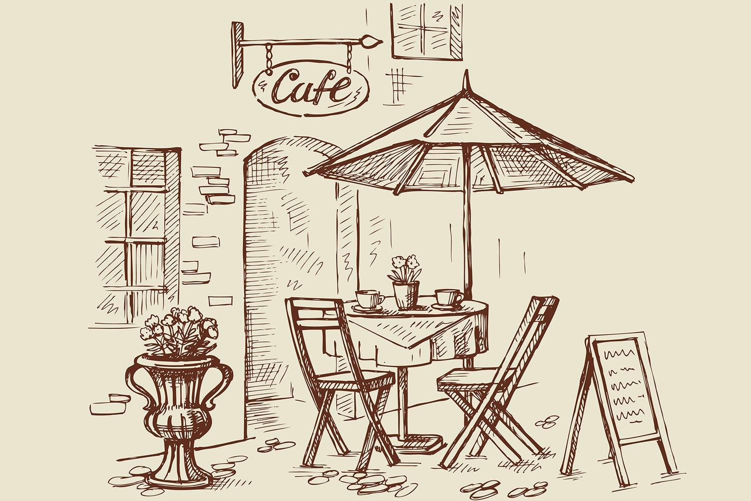 Cafe Doorway Wallpaper for Wall Decor
