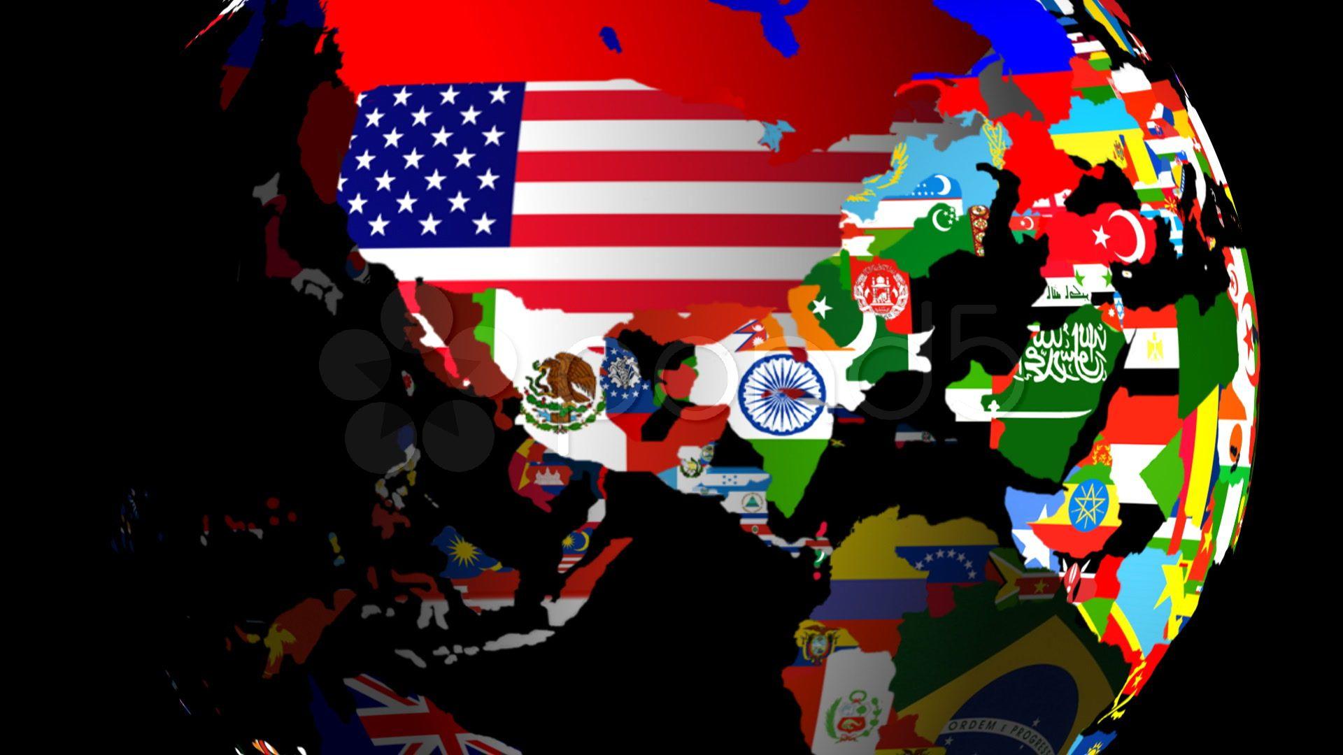 HD Spinning World Flag Globe (Middle) Matt & Fill Footage