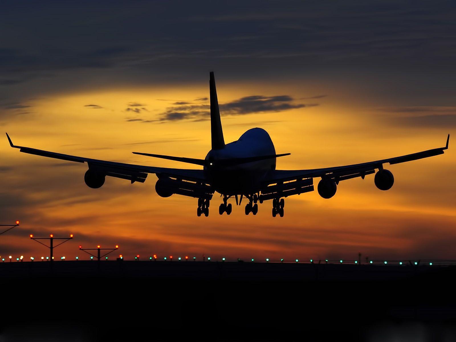 Wallpaper landing, plane, evening, boeing boeing, sunset