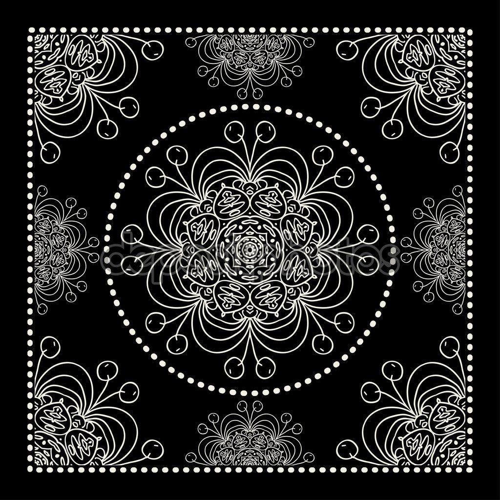 Abstract Black Bandana Print