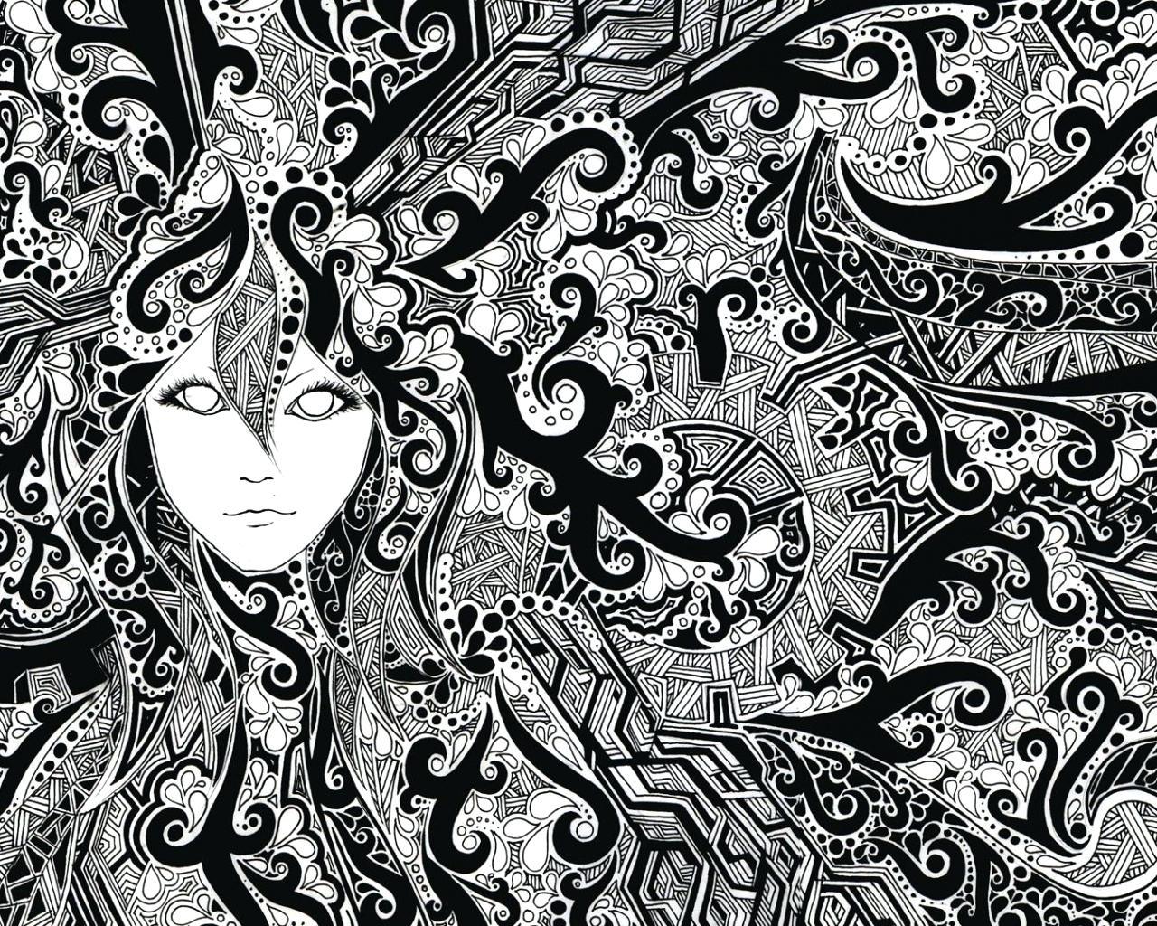 Black And White Paisley Wallpaper Face Psychedelic Desktop Mac