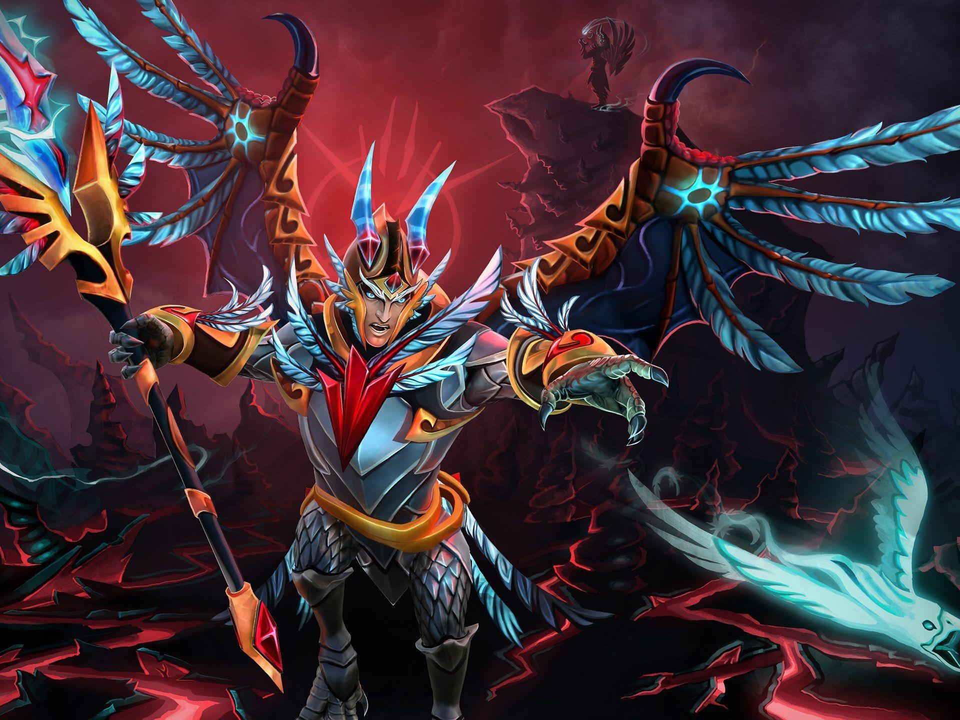 Skywrath Mage Man Eagle Wings Claws Spear Dota 2 Hero Game Wallpaper