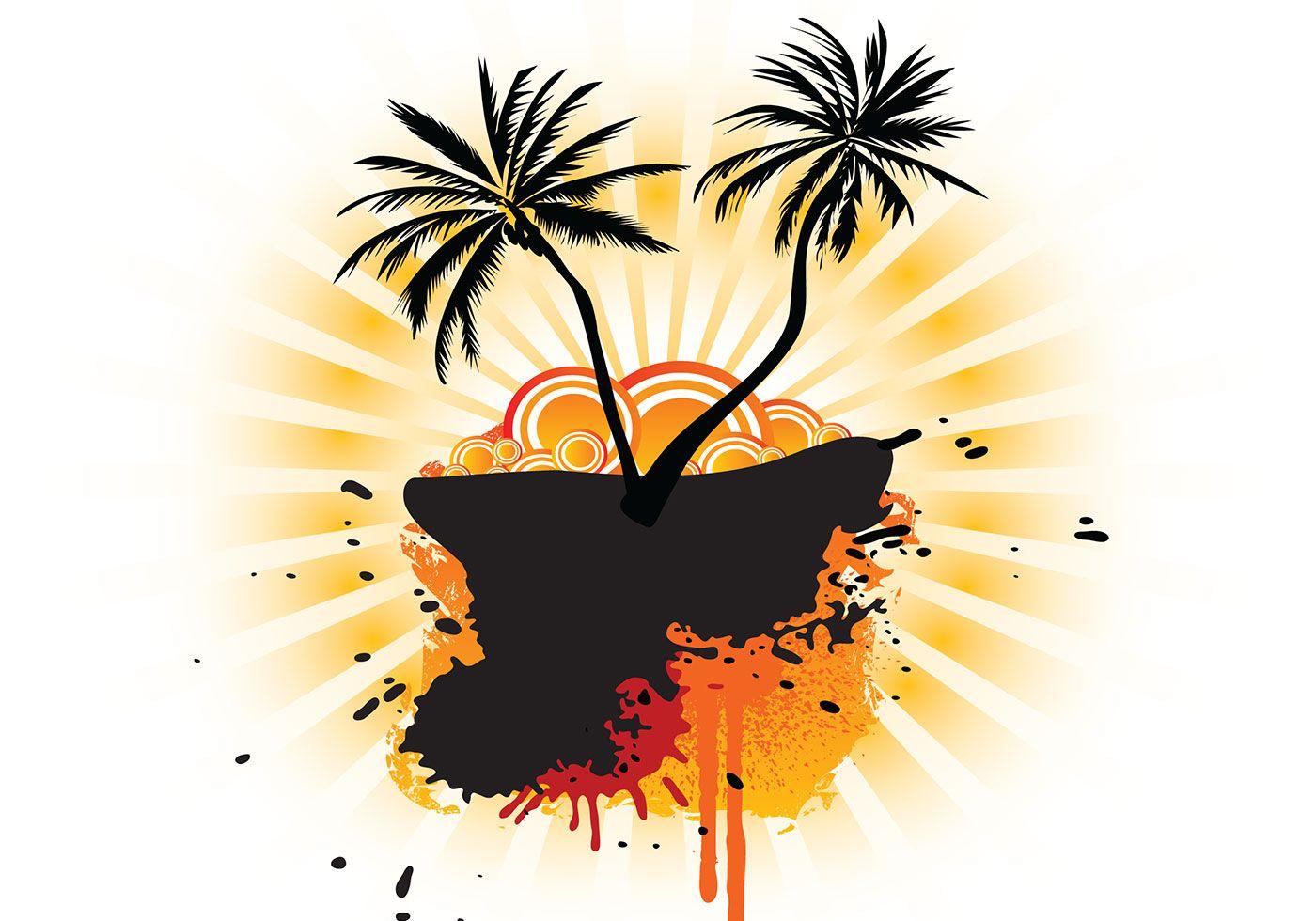 Summertime Palm Tree Background Vector Free Vector Art