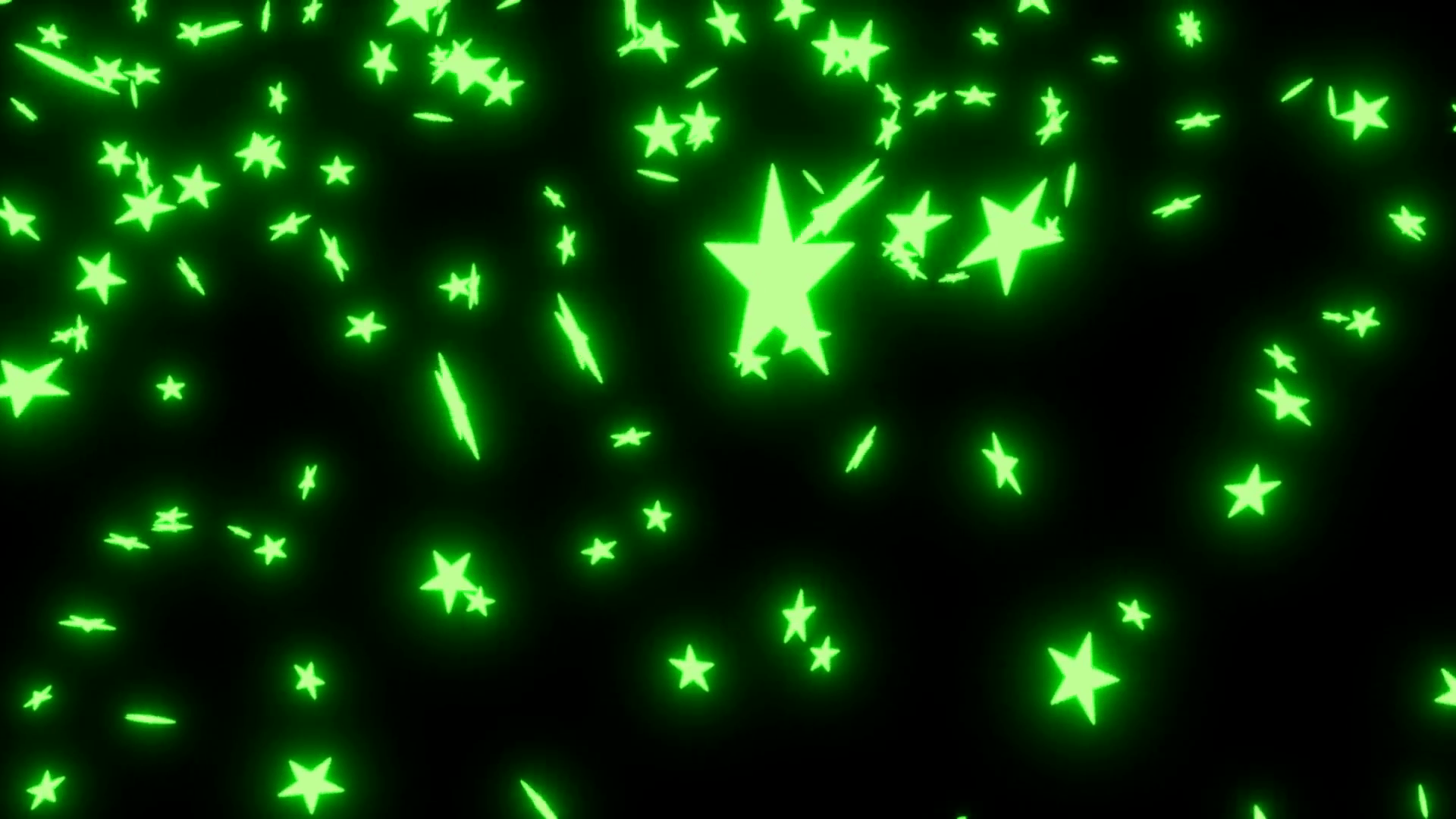 Animated falling neon green stars on black background 2. Motion