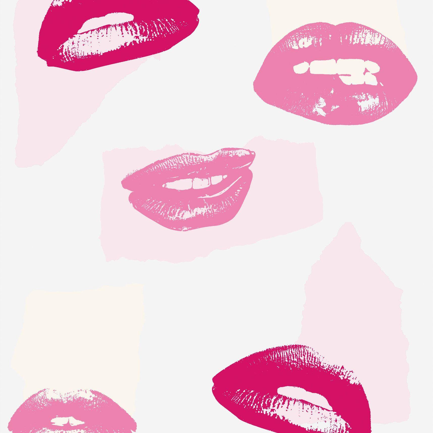 A.S. Creation Manhattan Cream & Pink Lips Print Wallpaper