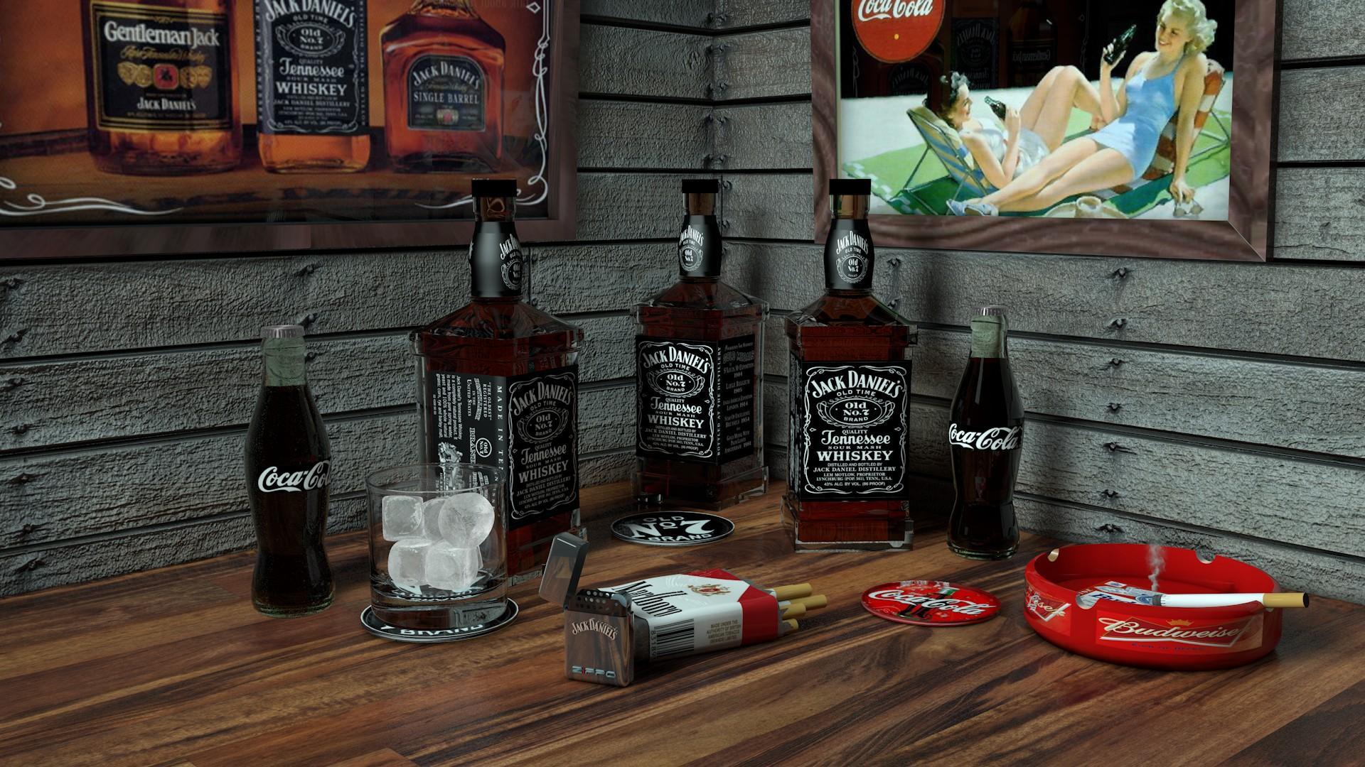 Art 3D marlboro jack daniels ice cubes wallpaper
