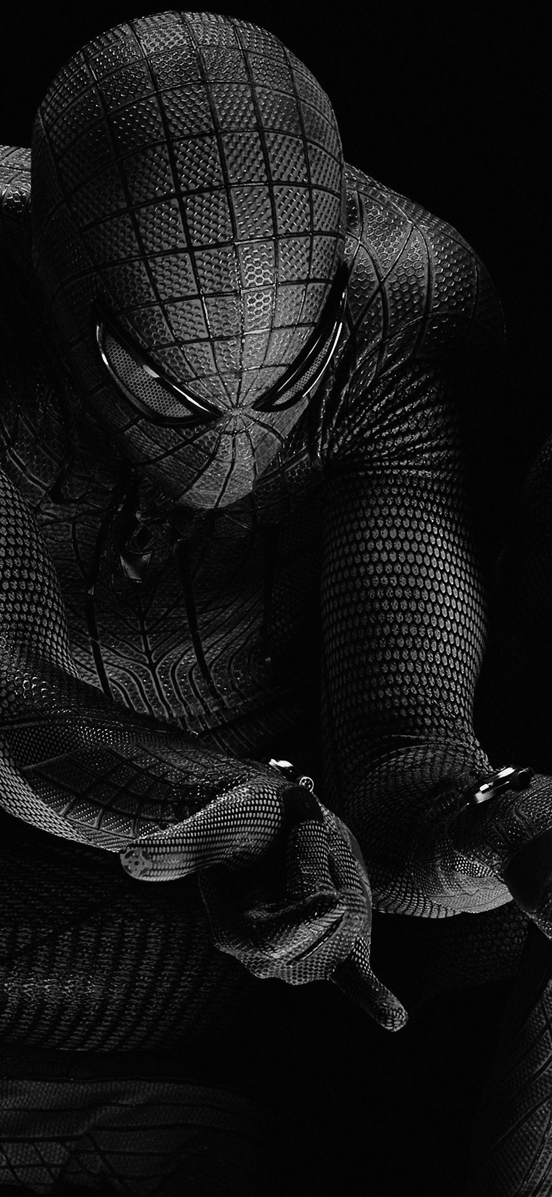 iPhone X wallpaper. spiderman hero dark bw