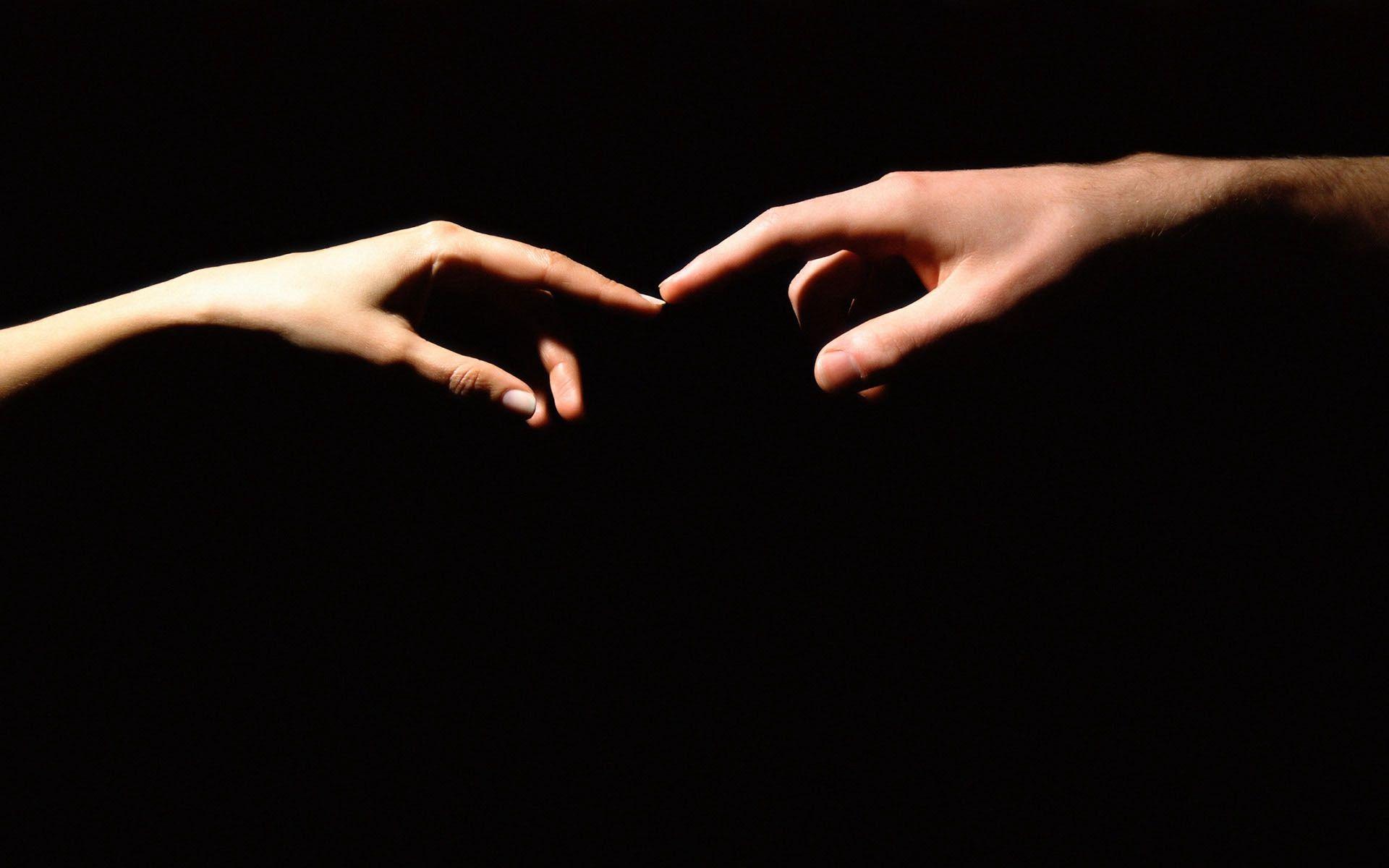 Download wallpaper 1920x1200 hands, fingers, love, touch, black HD