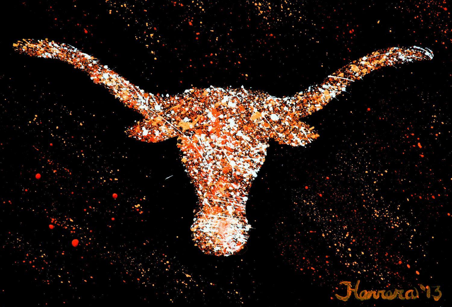 University of Texas Longhorn Logo Acrylic on Canvas Orange and.