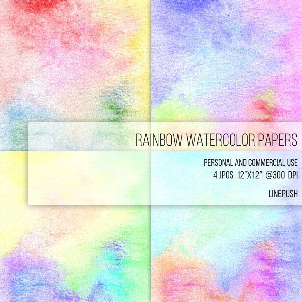 SALE Rainbow Watercolor Papers. Digital papers. Watercolor