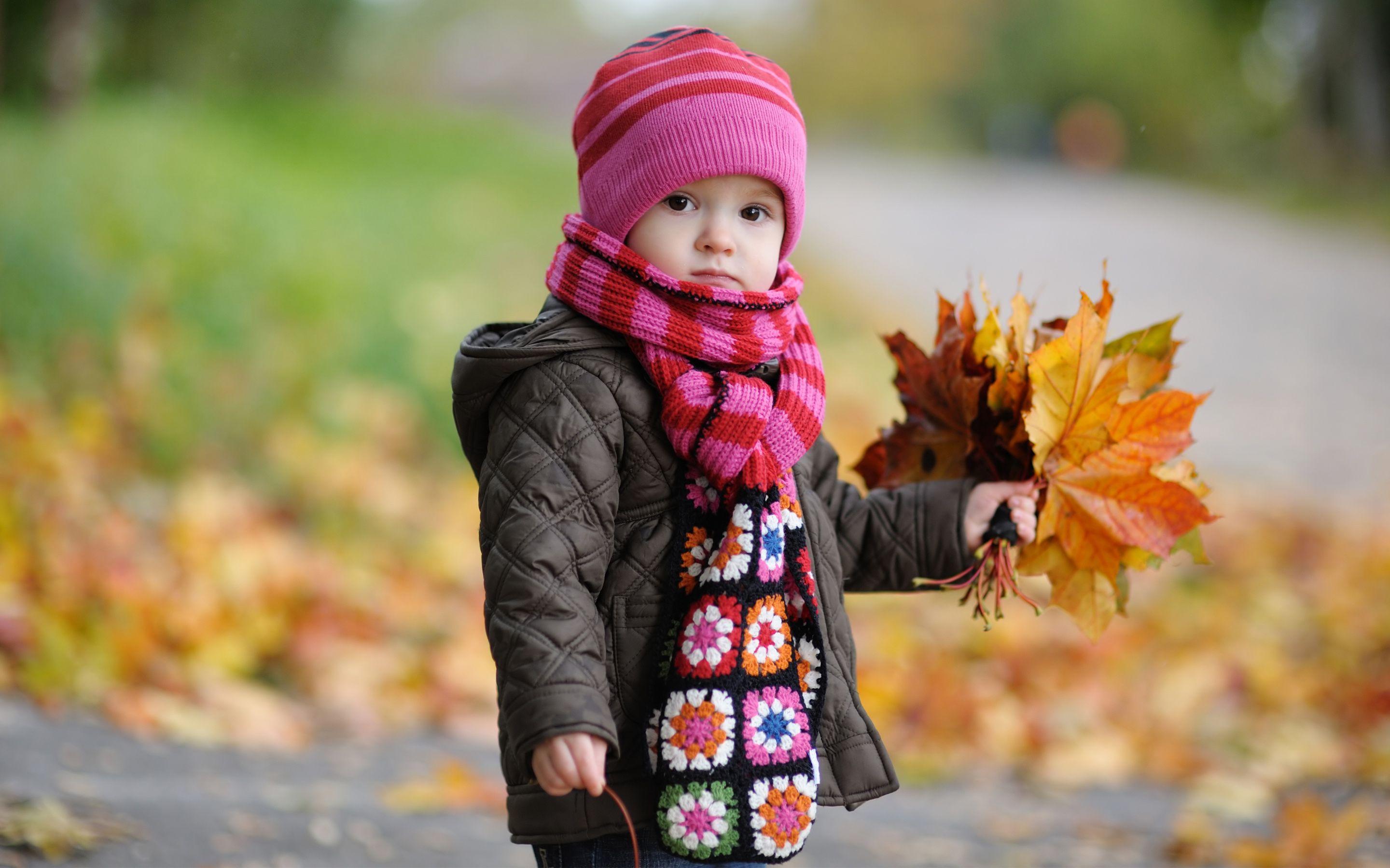 Cute Baby in Autumn Wallpaper