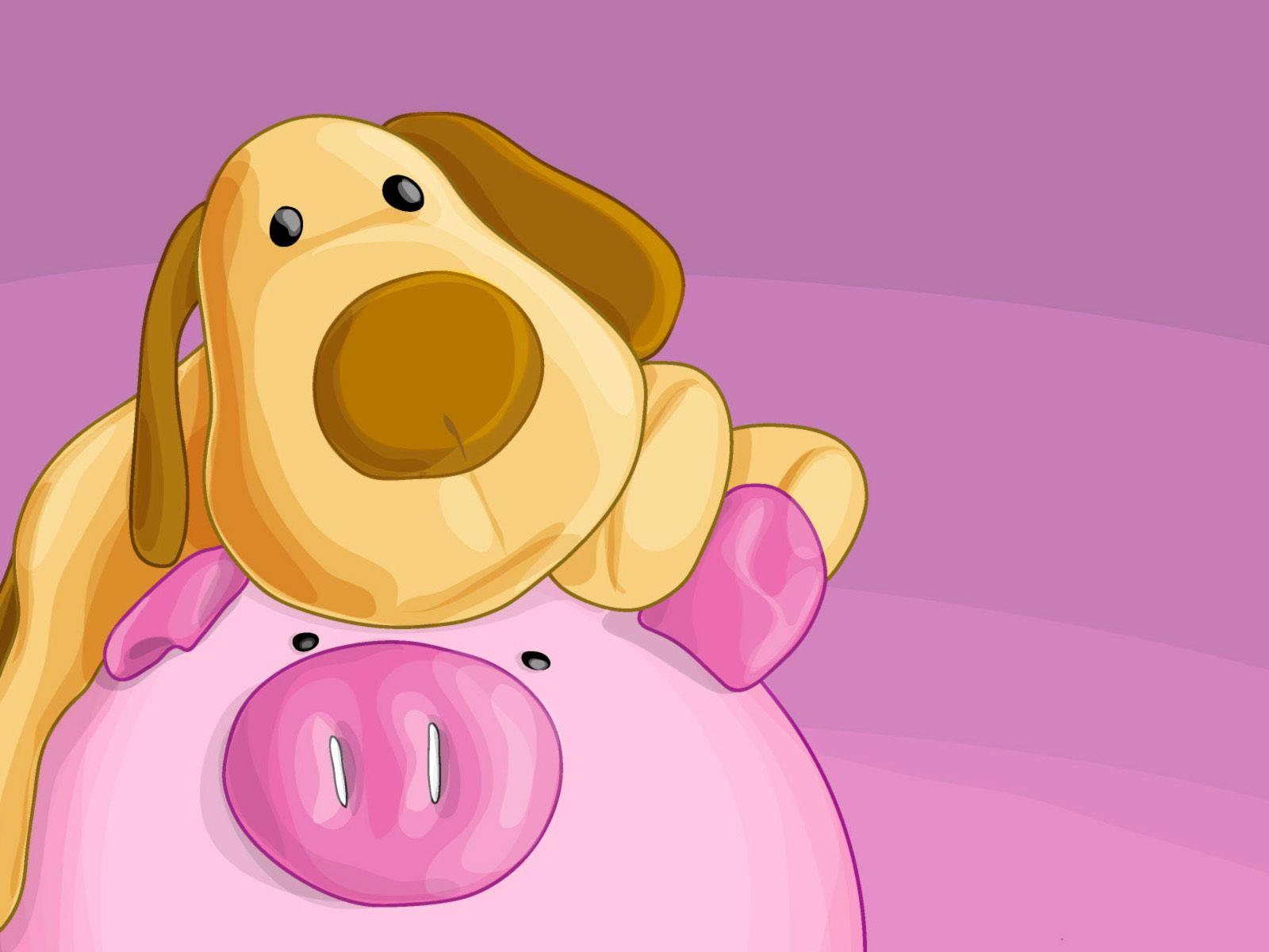 pig #dog #cartoons #wallpaper #pink