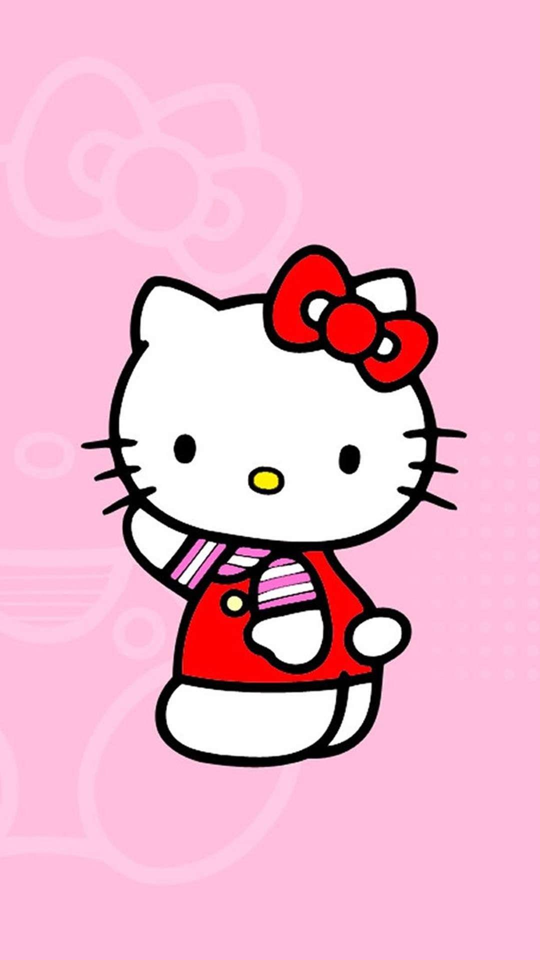 Pink Bowknot Hello Kitty iphone 6 Plus Wallpaper Cartoon