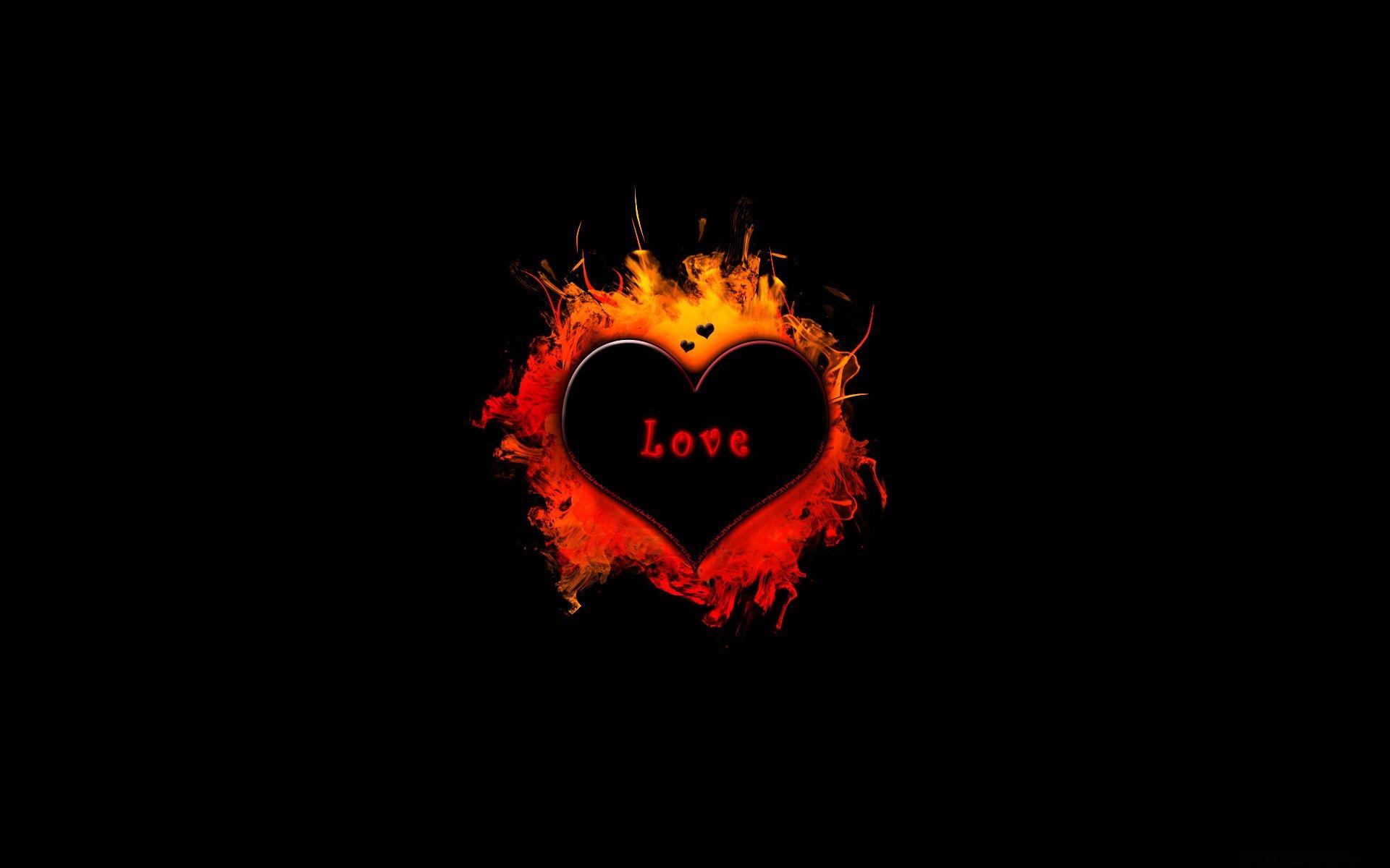 Download desktop wallpaper Love heart on a black background