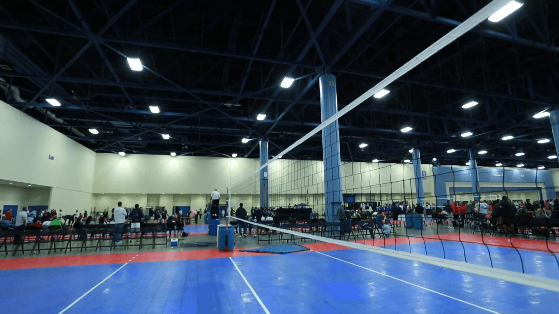 Tilt up of a Volleyball Net at Indoor Court Stock Video Footage