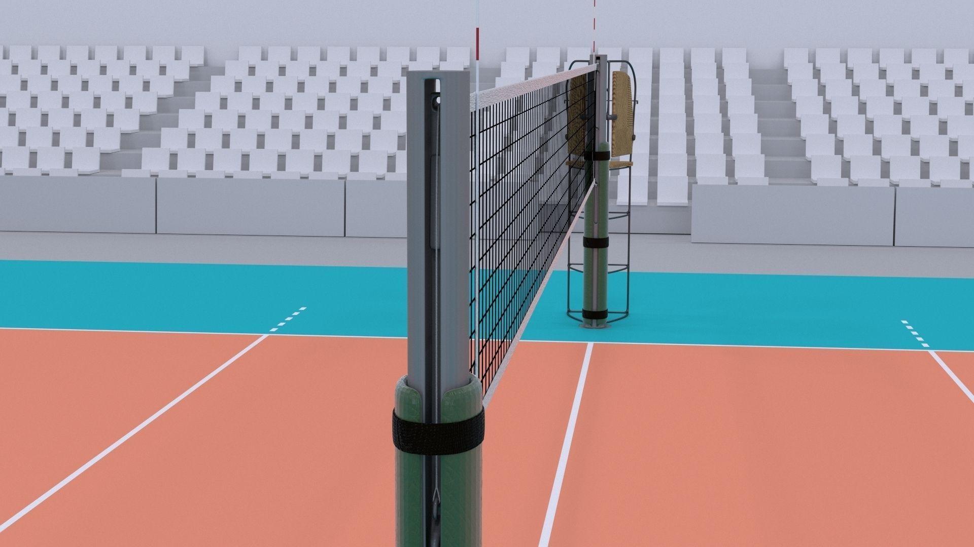 volleyball court higly detailed real size 3D model OBJ 3DS FBX BLEND