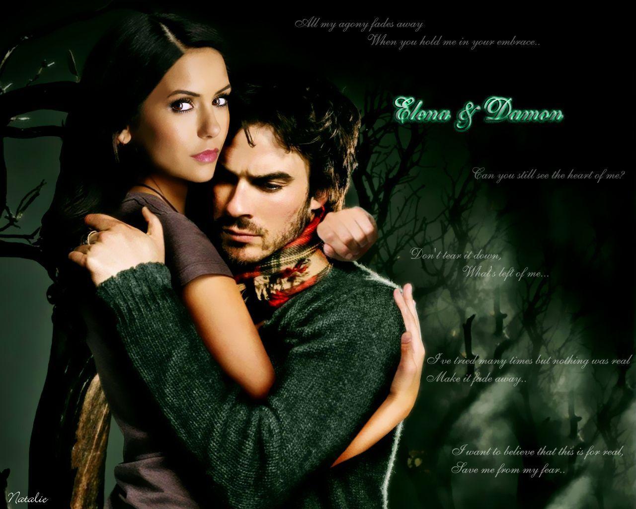 the vampire diaries. Elena & Damon Vampire Diaries Wallpaper