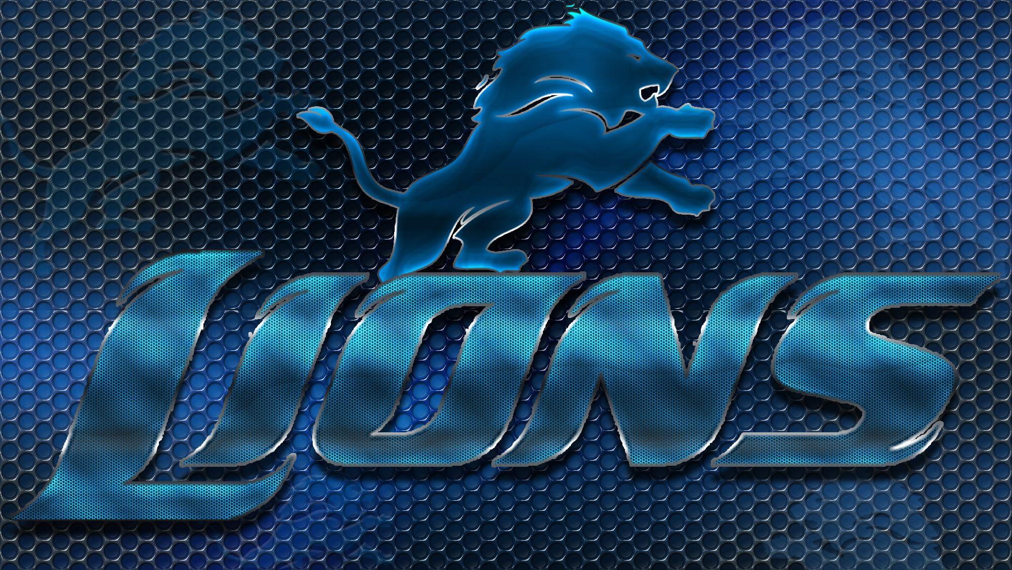 Detroit Lions image Detroit Lions Heavy Metal 16x9 Text N Logo