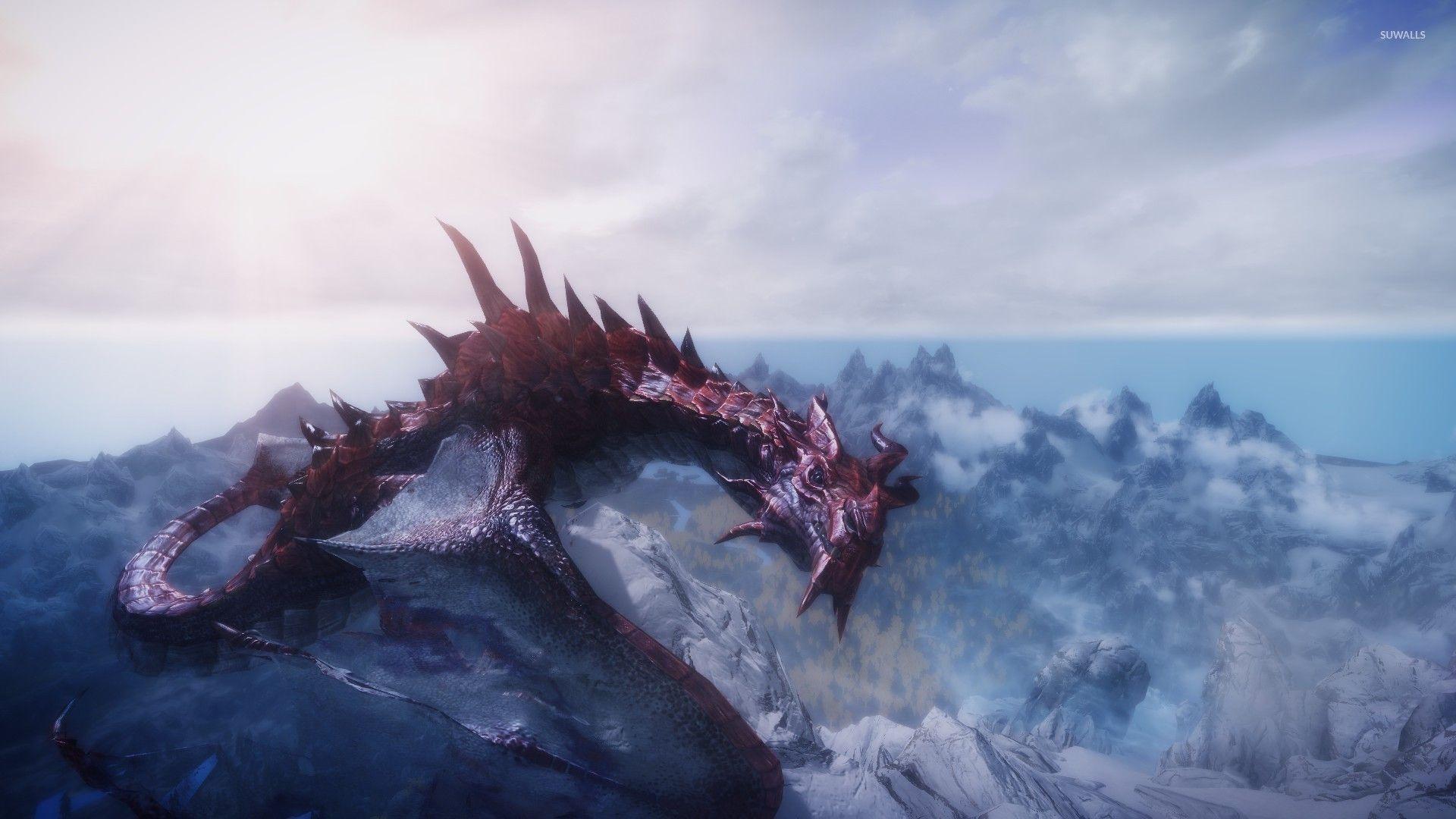 Red dragon in The Elder Scrolls V: Skyrim wallpaper