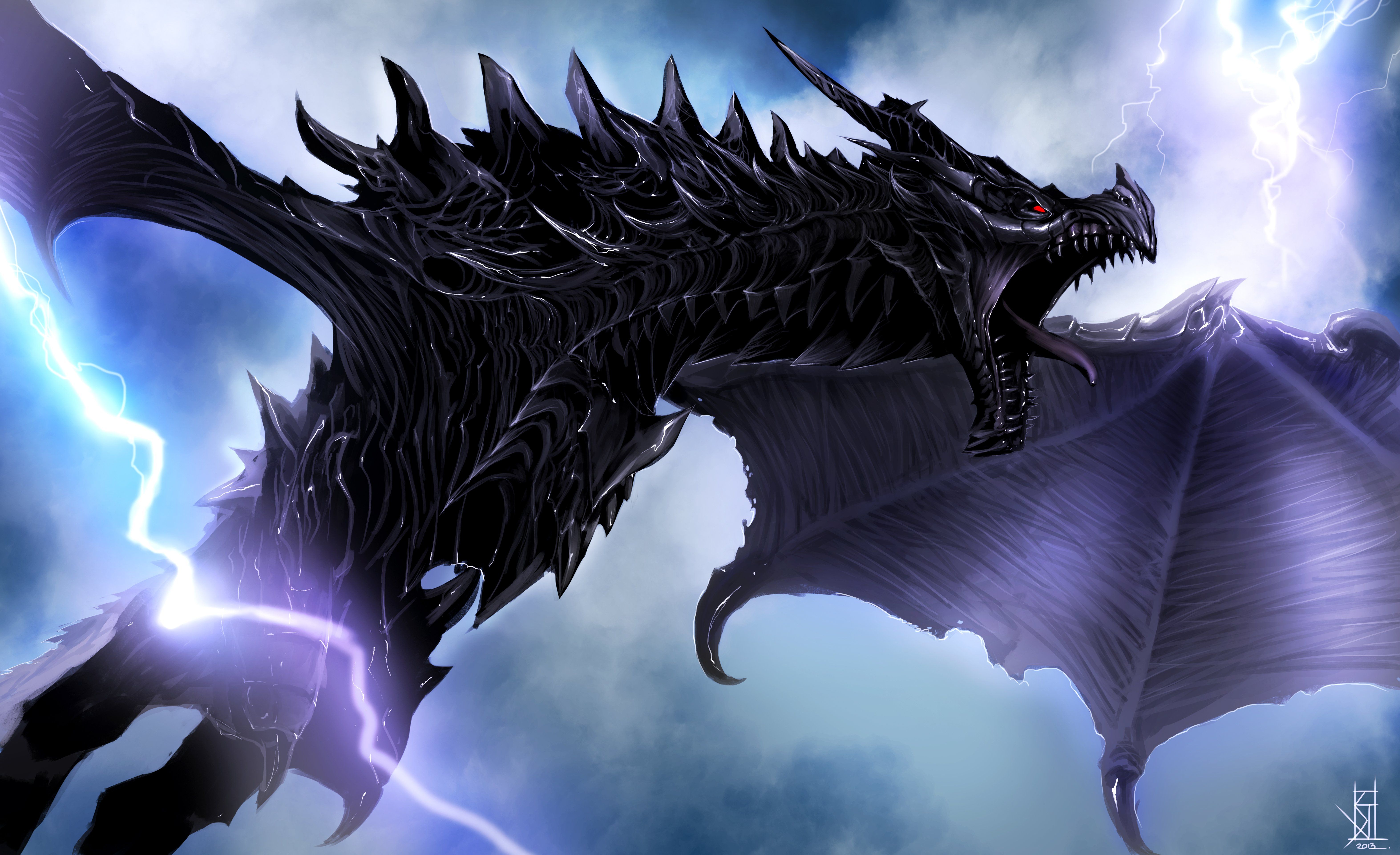 Wallpaper Skyrim Dragon, Alduin, HD, 4K, Creative Graphics