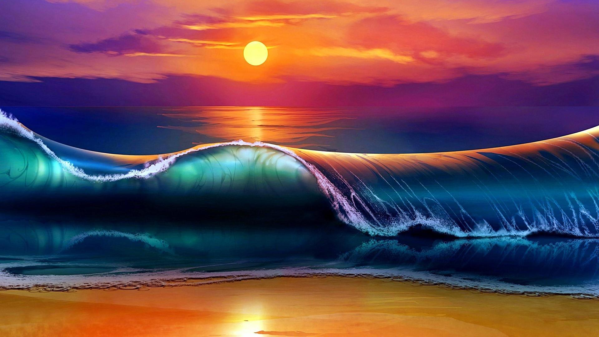 Sea Sunset Digital Art Wallpaper. Wallpaper Studio 10