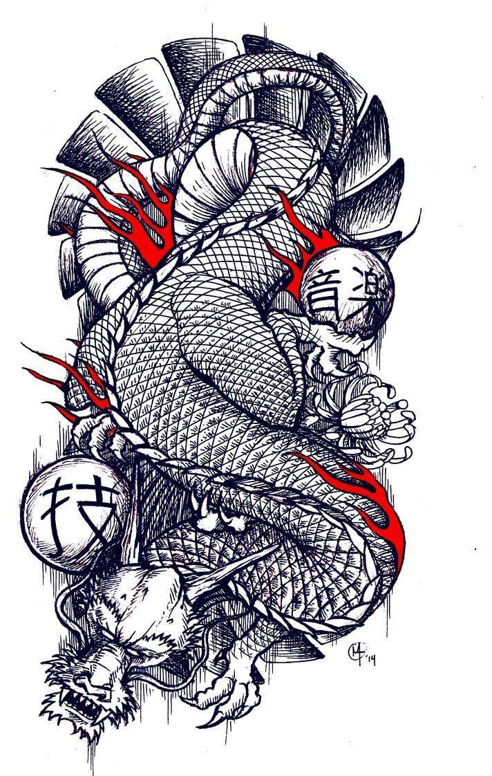 Traditional Japanese Dragon tattoo design