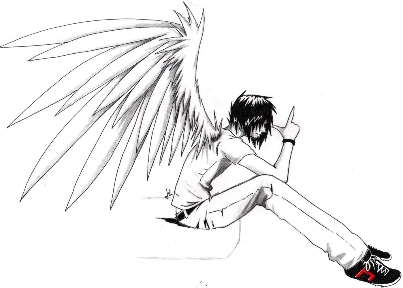 anime drawings. Emo anime angel boy, Anime Love Couples, Anime