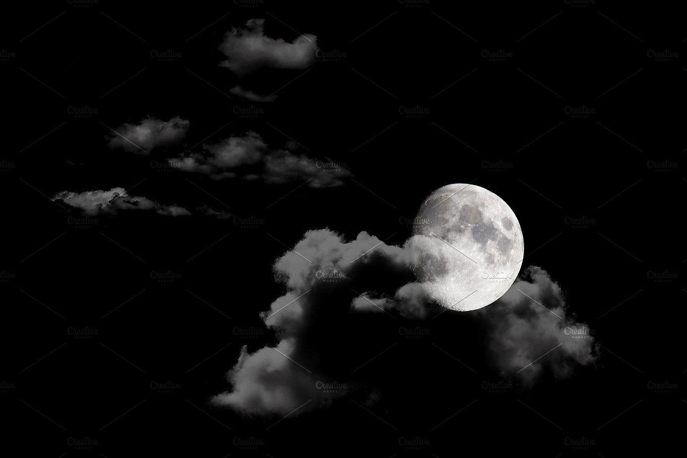 moon in night sky background Abstract Photo Creative Market