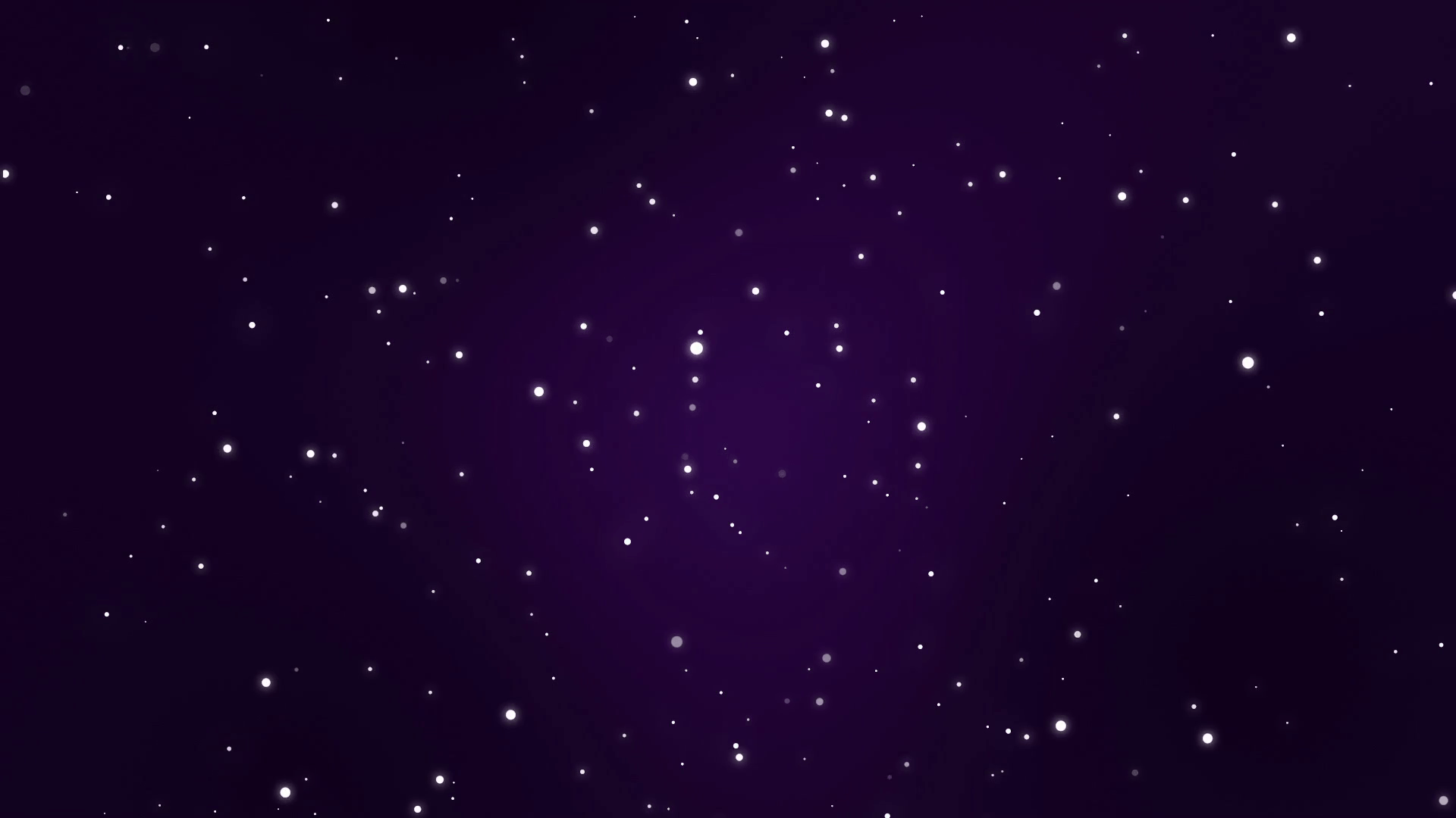 Starry night sky animation with light particles flickering on purple