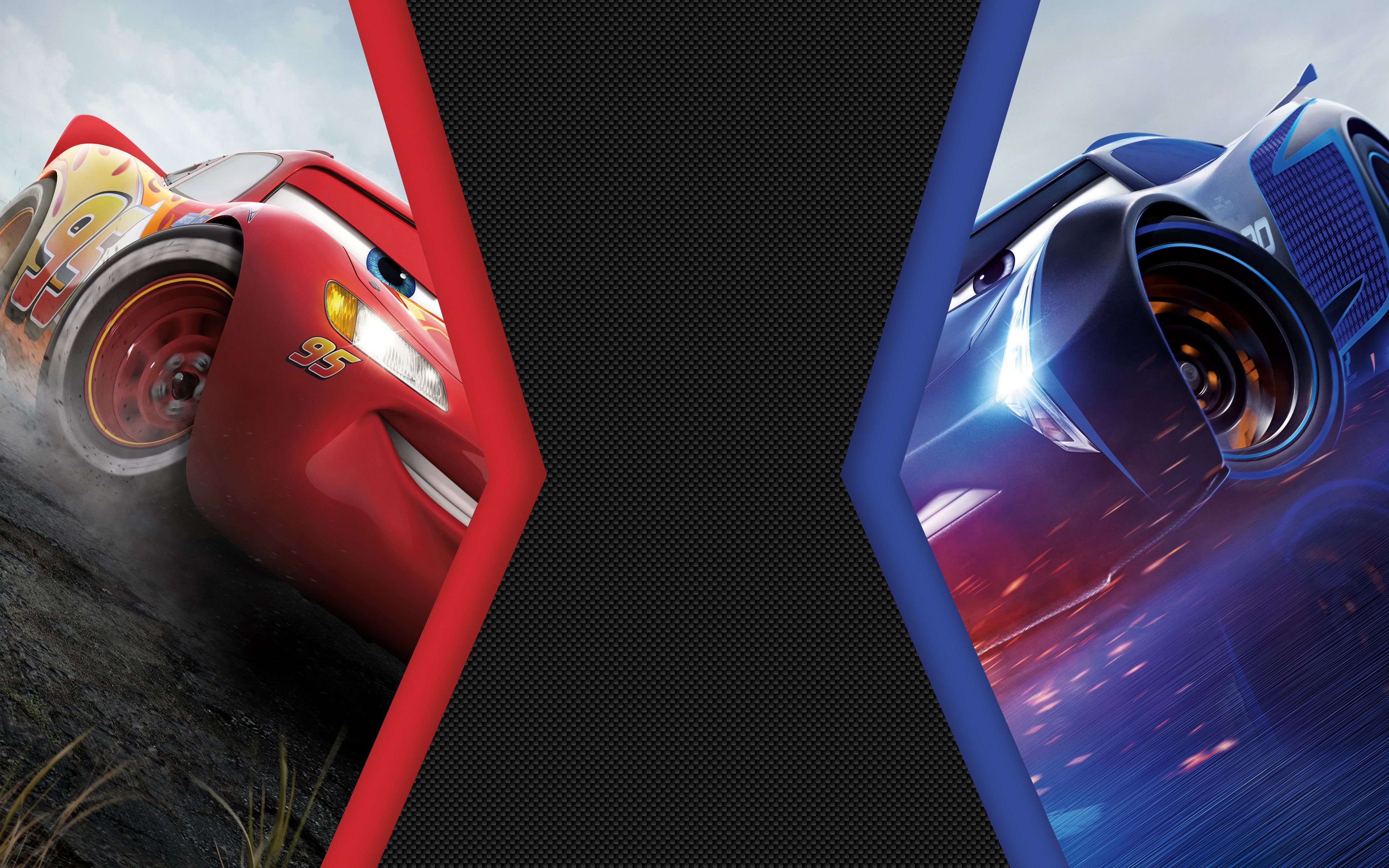 Cars 3 Lightning McQueen Vs Jackson Storm 4K 8K Wallpaper. HD