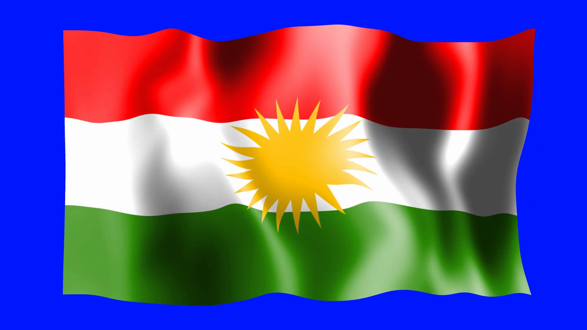 Kurdistan Waving Flag Screen Animation