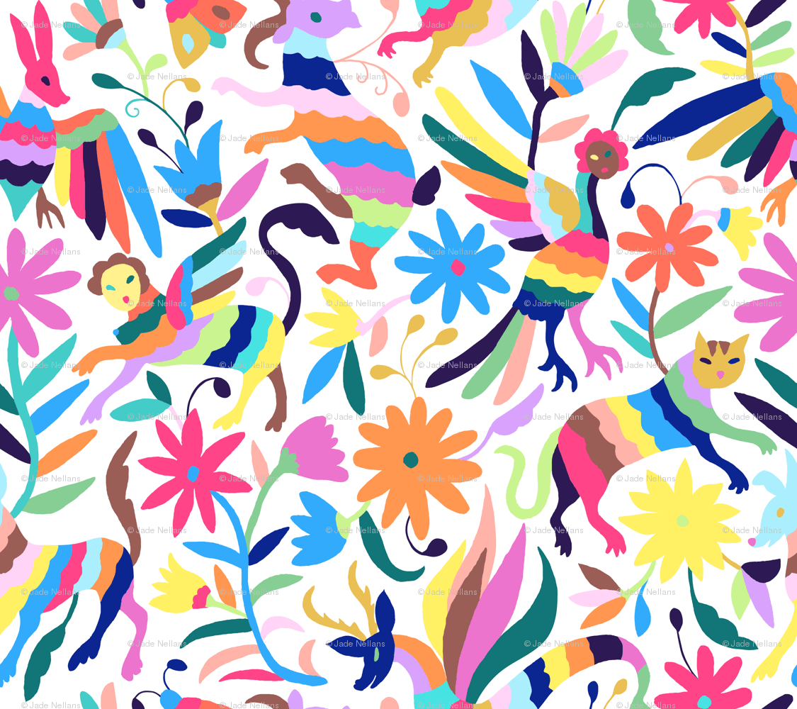 Mexican Otomi Animals Multicolor wallpaper